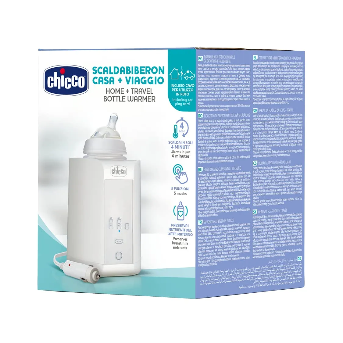 Chicco Scaldabiberon Portatile da Viaggio e Scalda Pappa, 3 Programmi, Spegnimento Automatico, 220W, Bianco - immagine 9