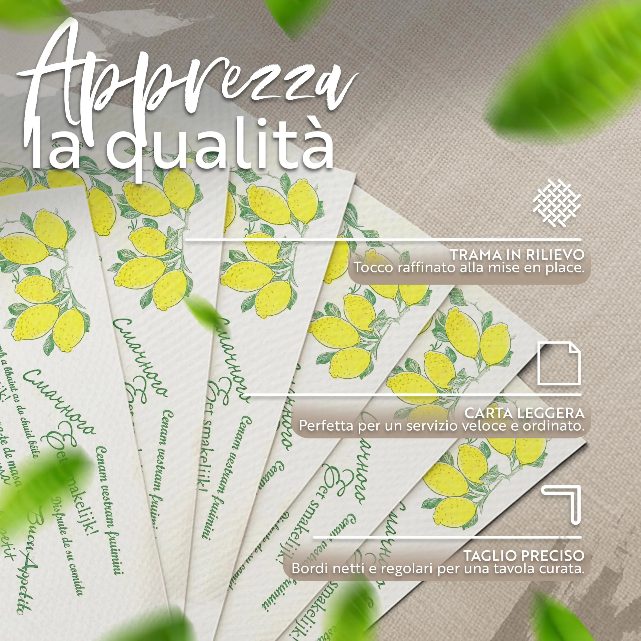 GIORDANO Cart Tovagliette in Carta Kraft Bianca Goffrata Stile Limoni, 500 Pezzi - immagine 4