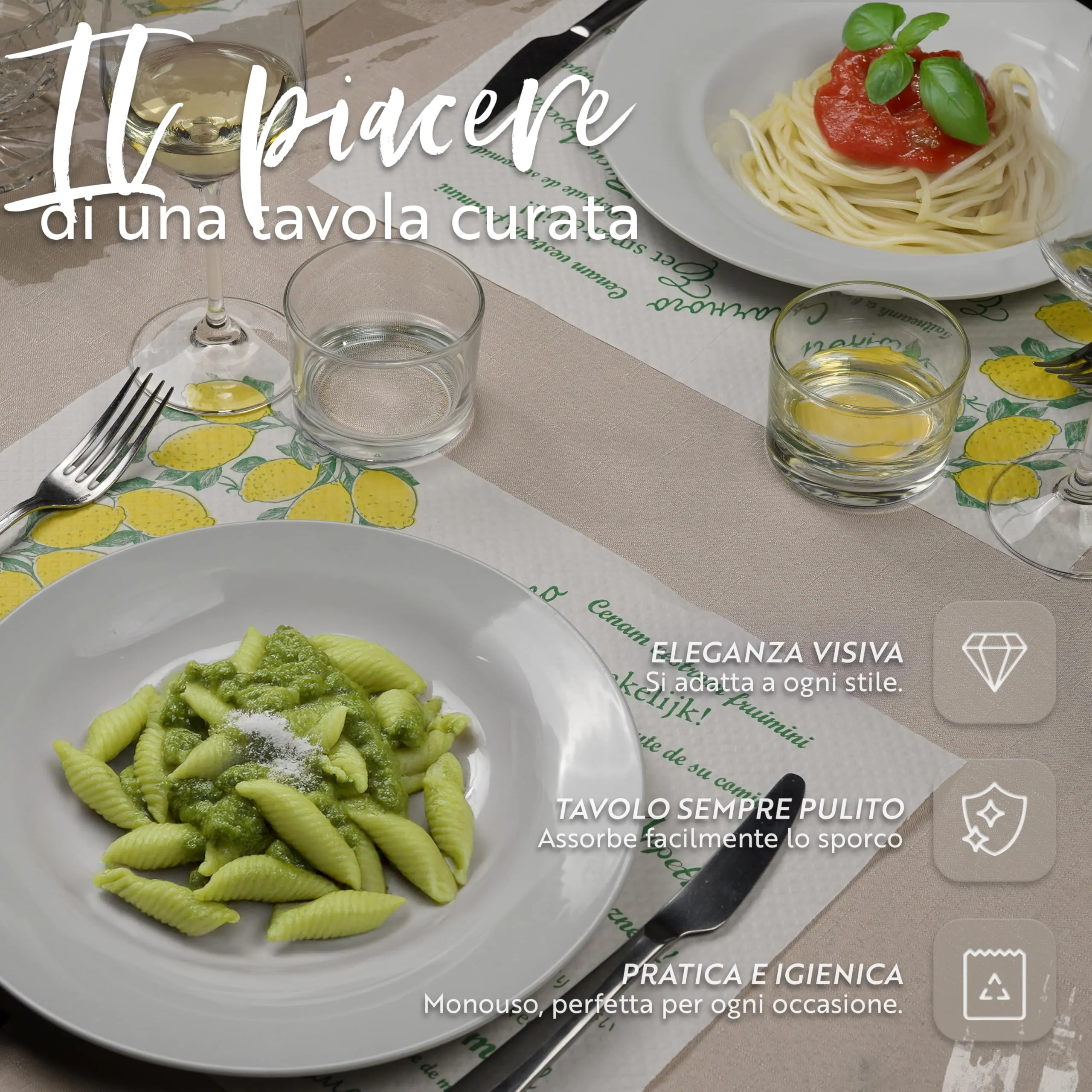 GIORDANO Cart Tovagliette in Carta Kraft Bianca Goffrata Stile Limoni, 500 Pezzi - immagine 5