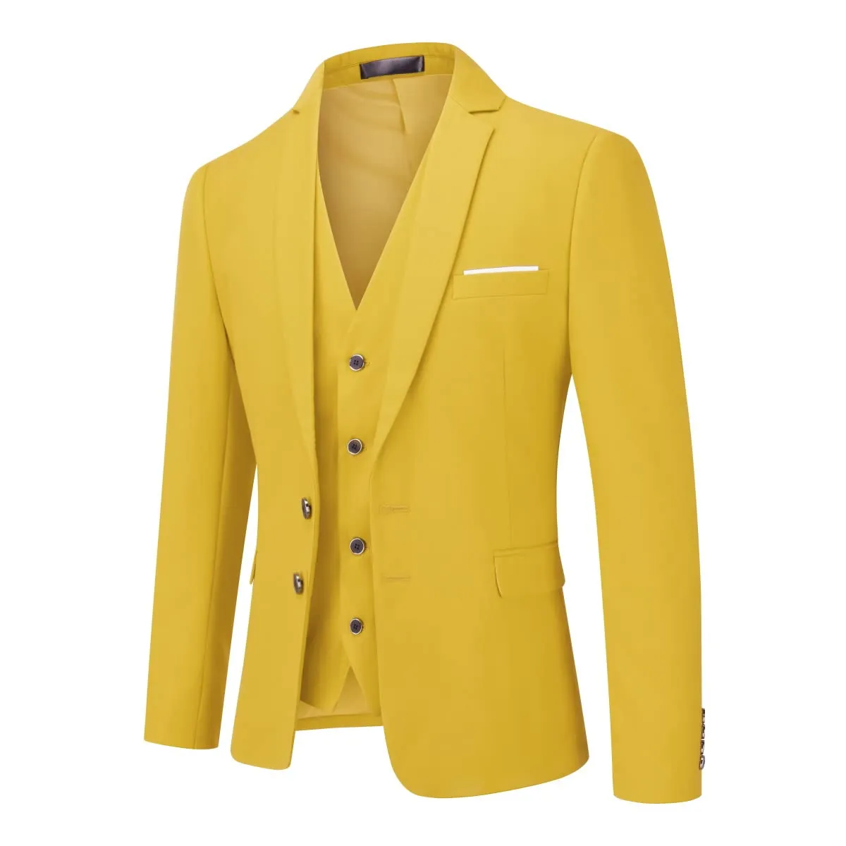 YOUTHUP Abito Uomo 3 Pezzi Slim Fit Blazer Gilet Pantaloni Elegante - immagine 2