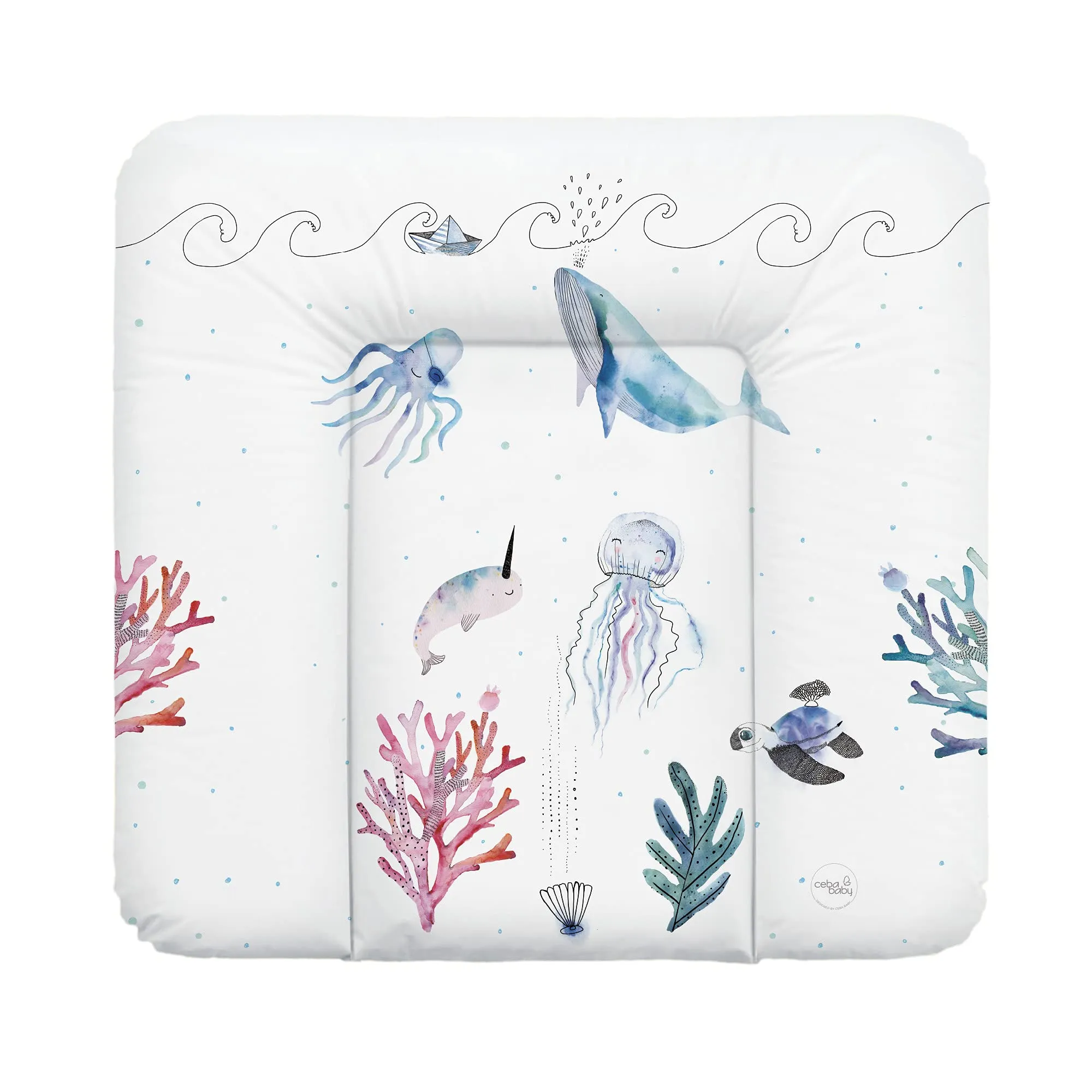 Ceba Baby Fasciatoio Materassino Lavabile e Impermeabile, Öko-Tex, 75x72 cm, Oceano - immagine 1