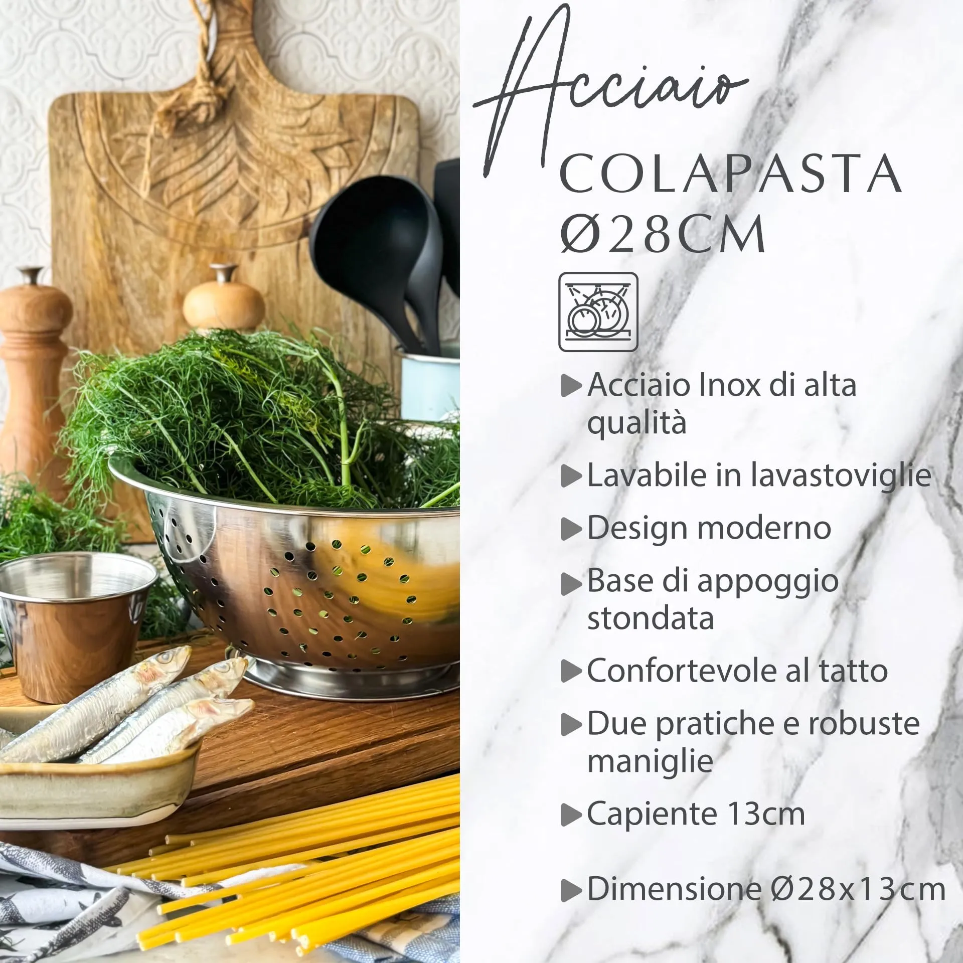 Fackelmann Colapasta in Acciaio Inossidabile, Ø 28 cm - immagine 3