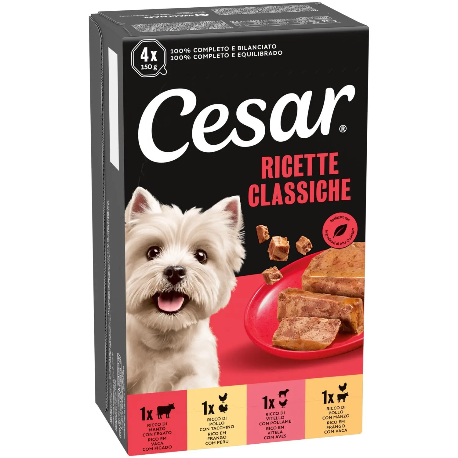 Cesar Ricette Classiche per Cani Adulti, Bocconcini in Paté Assortiti, 24x150g - immagine 2