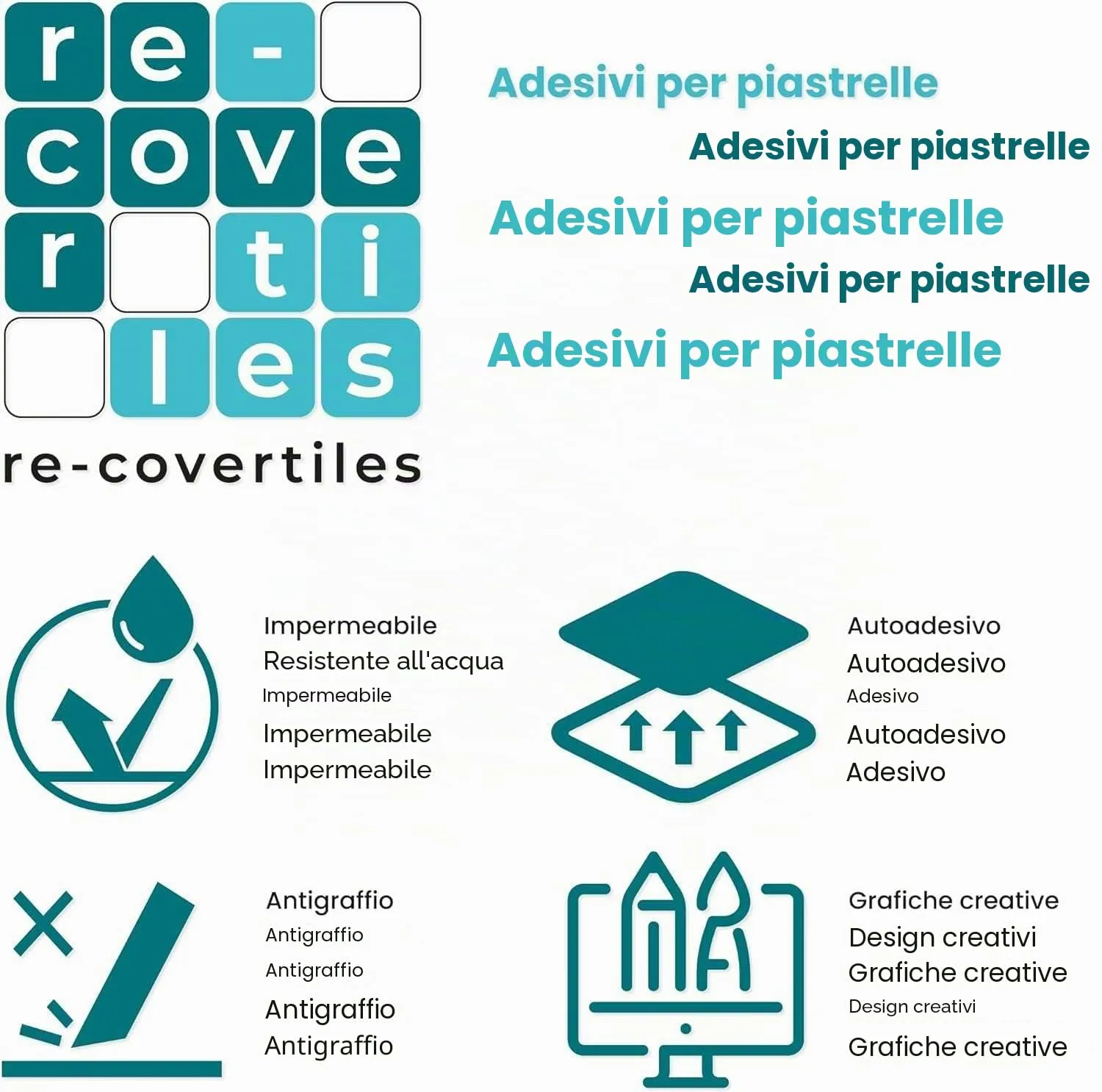 RE-COVERTILES Adesivi Piastrelle in PVC per Cucina e Bagno, 24 Pz 10x10 cm, PS00079 - immagine 7