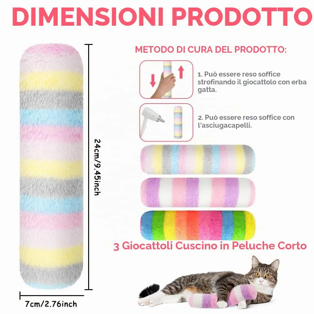 OSDUE Giocattoli Erba Gatta, Cuscini Interattivi in Peluche, 3 Pezzi - immagine 2