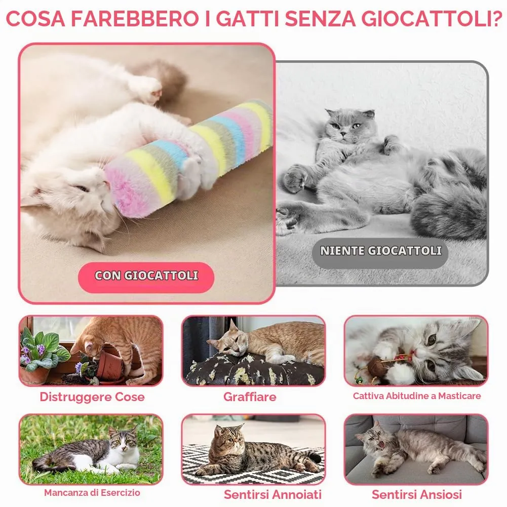 OSDUE Giocattoli Erba Gatta, Cuscini Interattivi in Peluche, 3 Pezzi - immagine 5