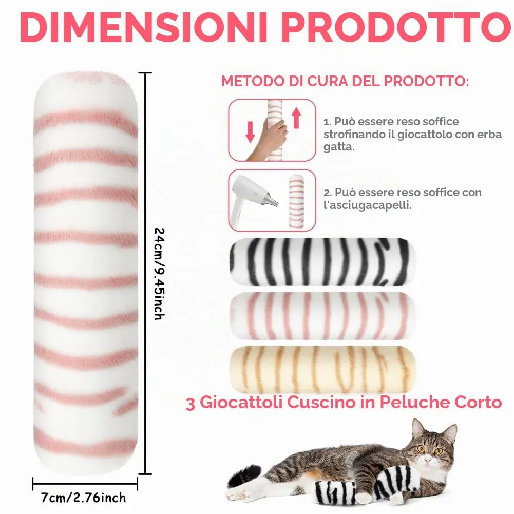 OSDUE Giocattoli Erba Gatta, 3 Pezzi Cuscini in Peluche Interattivi per Gatti - immagine 2