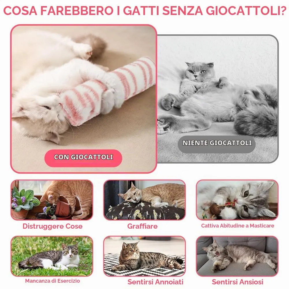 OSDUE Giocattoli Erba Gatta, 3 Pezzi Cuscini in Peluche Interattivi per Gatti - immagine 5