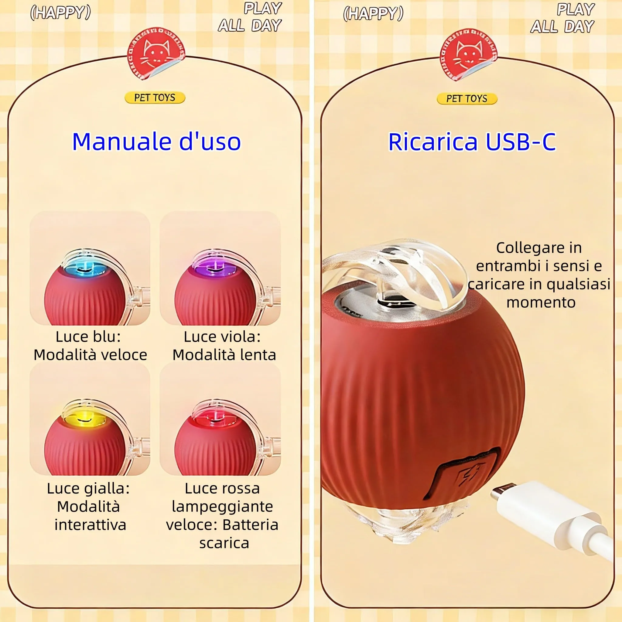 JoyEnjoy Pallina Interattiva per Gatti con Coda, Attivata dal Movimento - immagine 6
