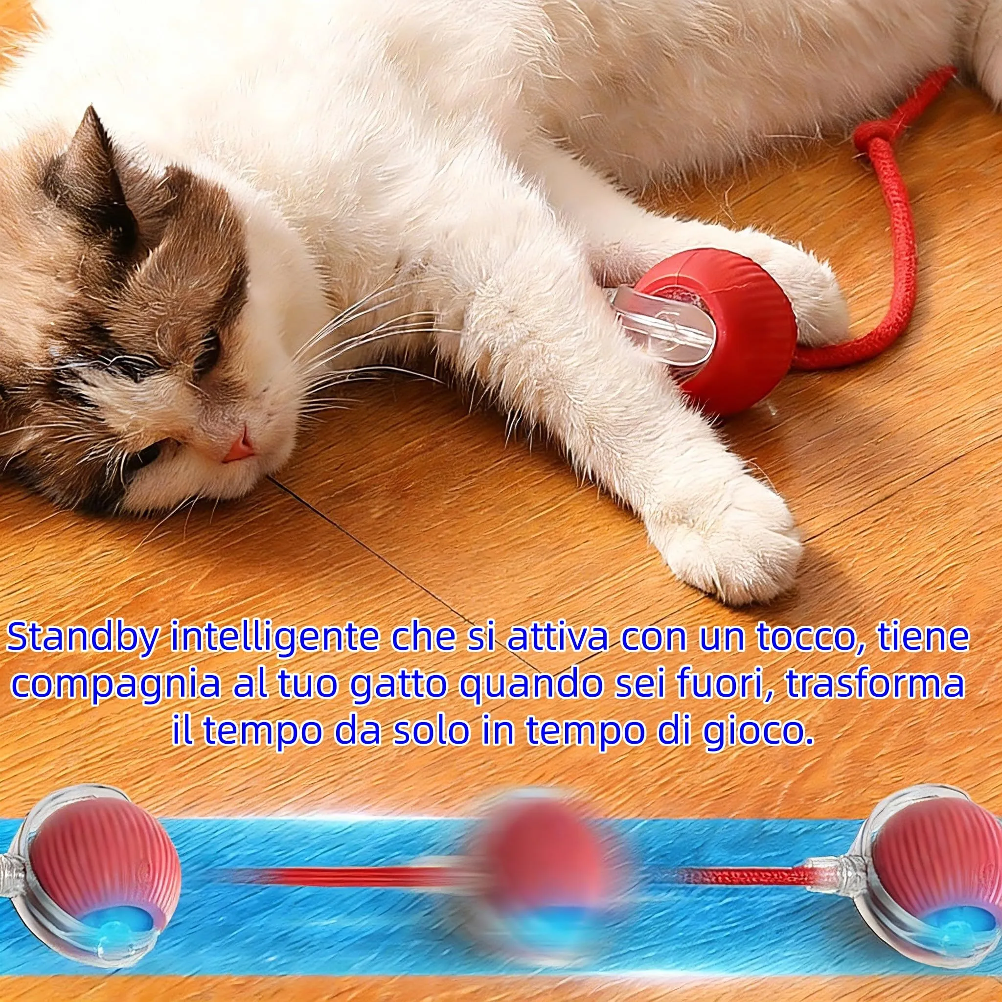 JoyEnjoy Pallina Interattiva per Gatti con Coda e Sensore di Movimento - immagine 4