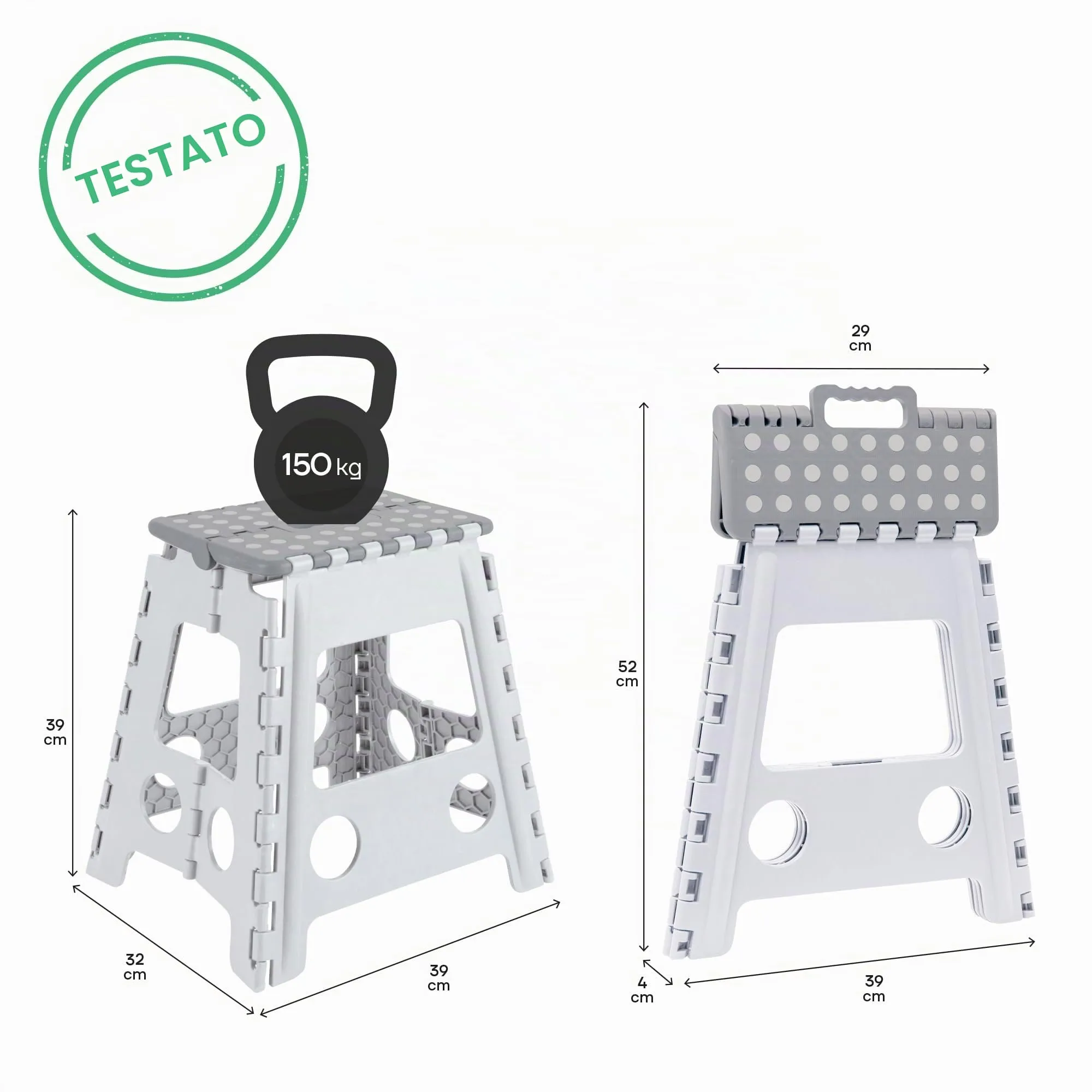 ARREGUI TB-039-GB Sgabello pieghevole, 39 cm, Bianco - immagine 2