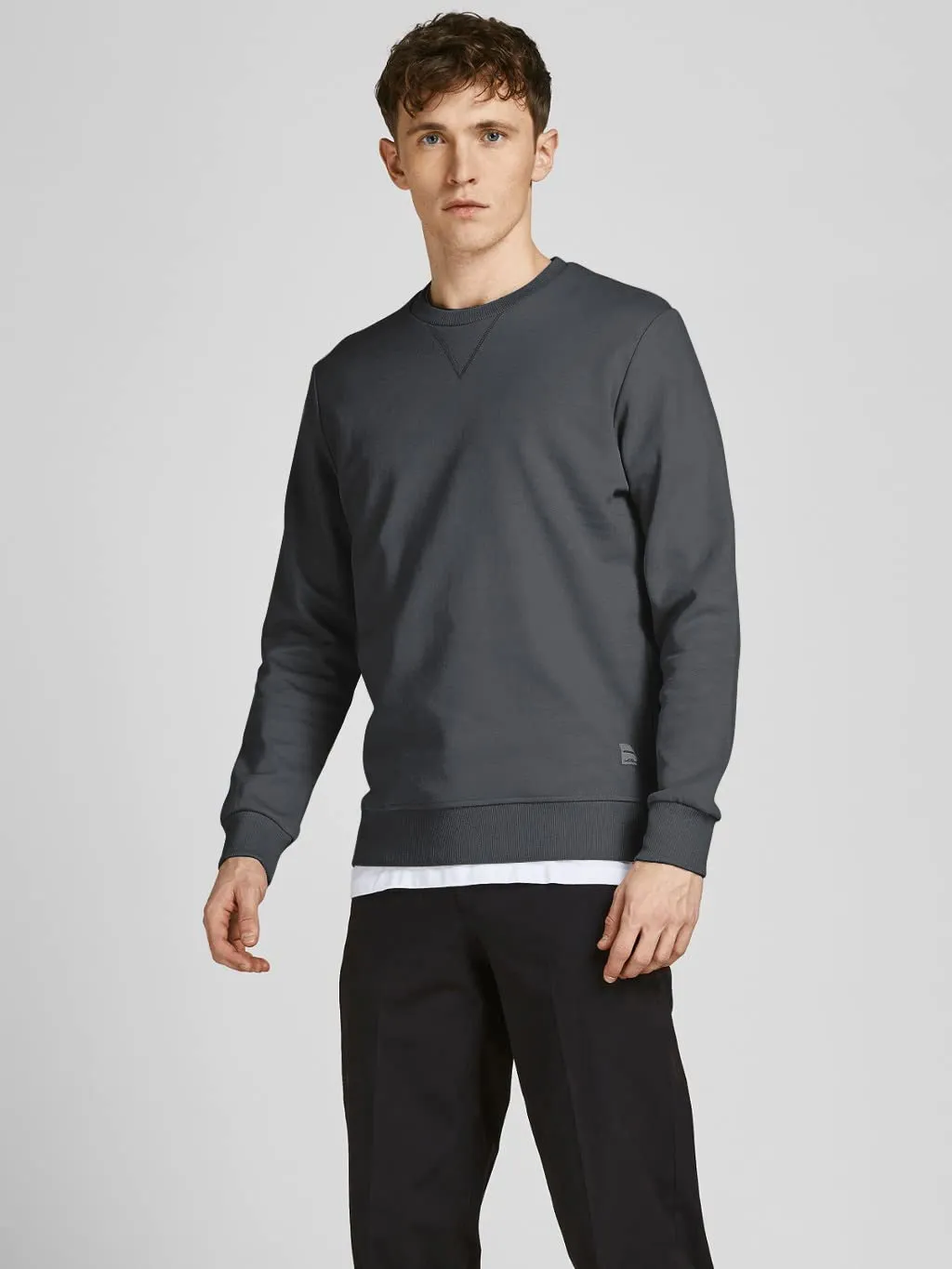 Jack & Jones Felpa Basic da Uomo con Scollo Rotondo, Grigio (Asphalt/Reg), XL - immagine 2