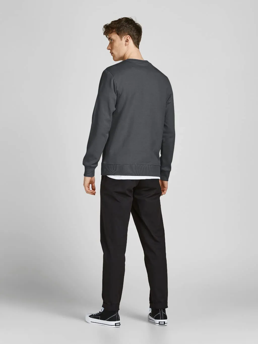 Jack & Jones Felpa Basic da Uomo con Scollo Rotondo, Grigio (Asphalt/Reg), XL - immagine 3
