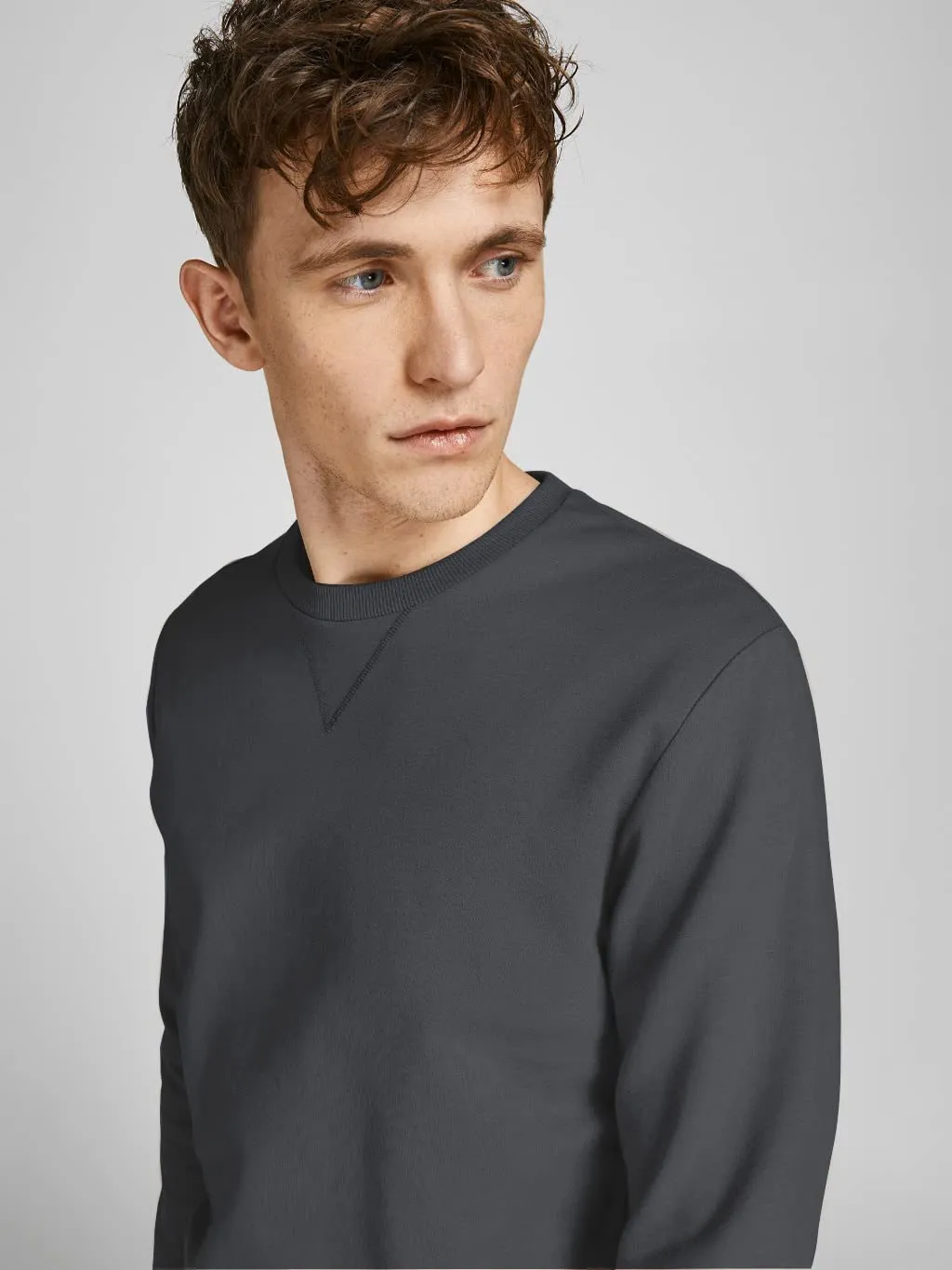Jack & Jones Felpa Basic da Uomo con Scollo Rotondo, Grigio (Asphalt/Reg), M - immagine 4