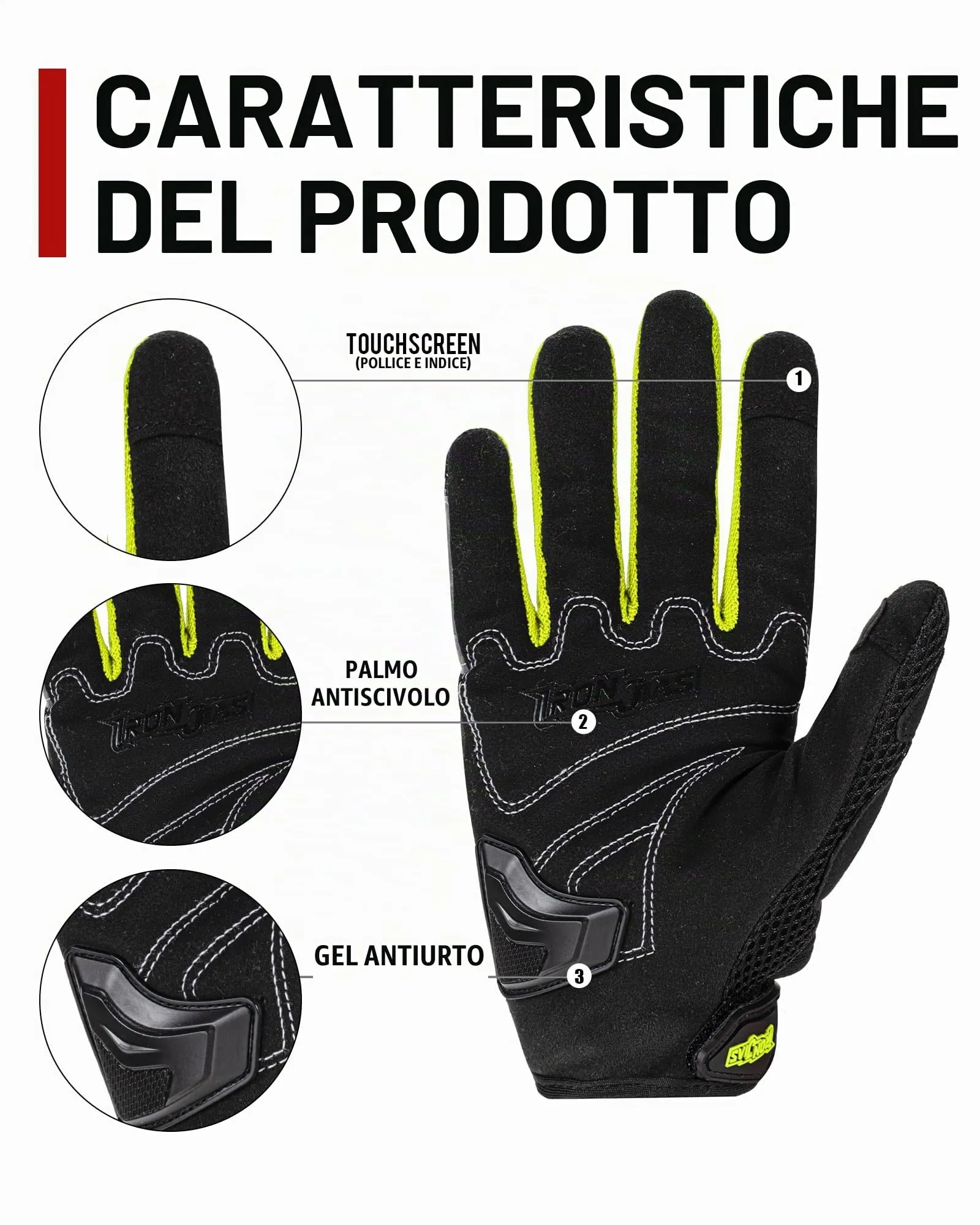 IRON JIA'S Guanti Moto Uomo Estivi Touch Screen Impermeabili Traspiranti con Protezione a Guscio Duro, Verde-M - immagine 3