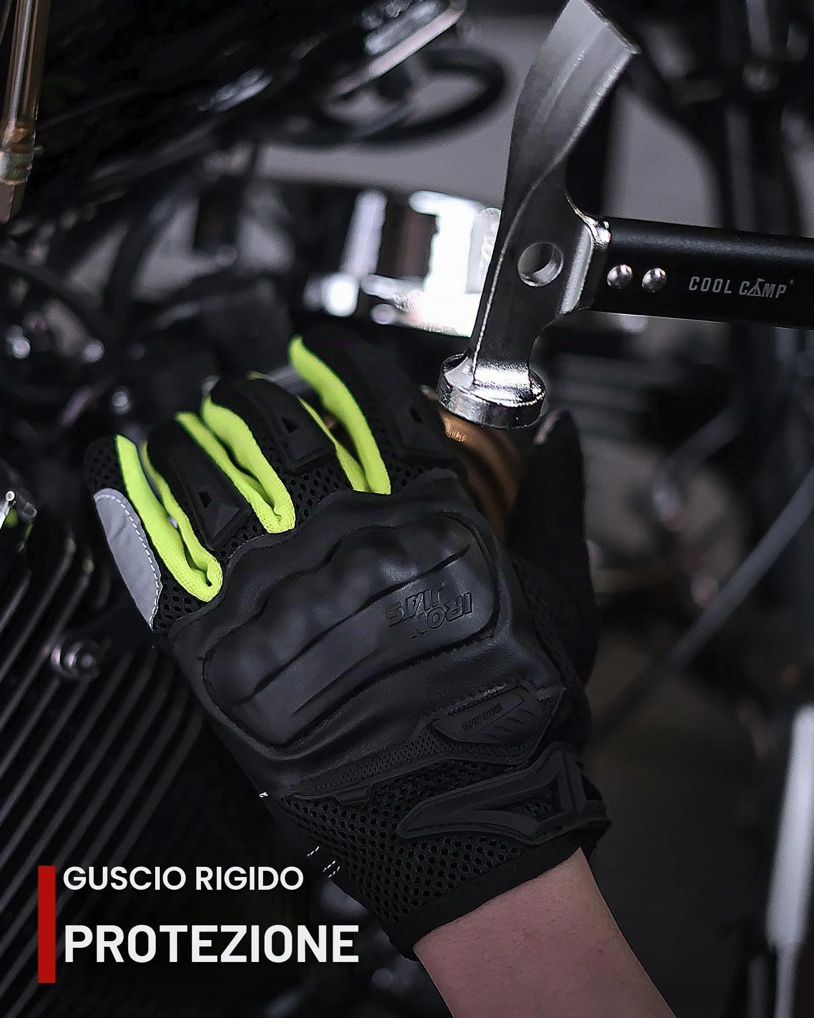 IRON JIA'S Guanti Moto Uomo Estivi Touch Screen Impermeabili Traspiranti con Protezione a Guscio Duro, Verde-M - immagine 7
