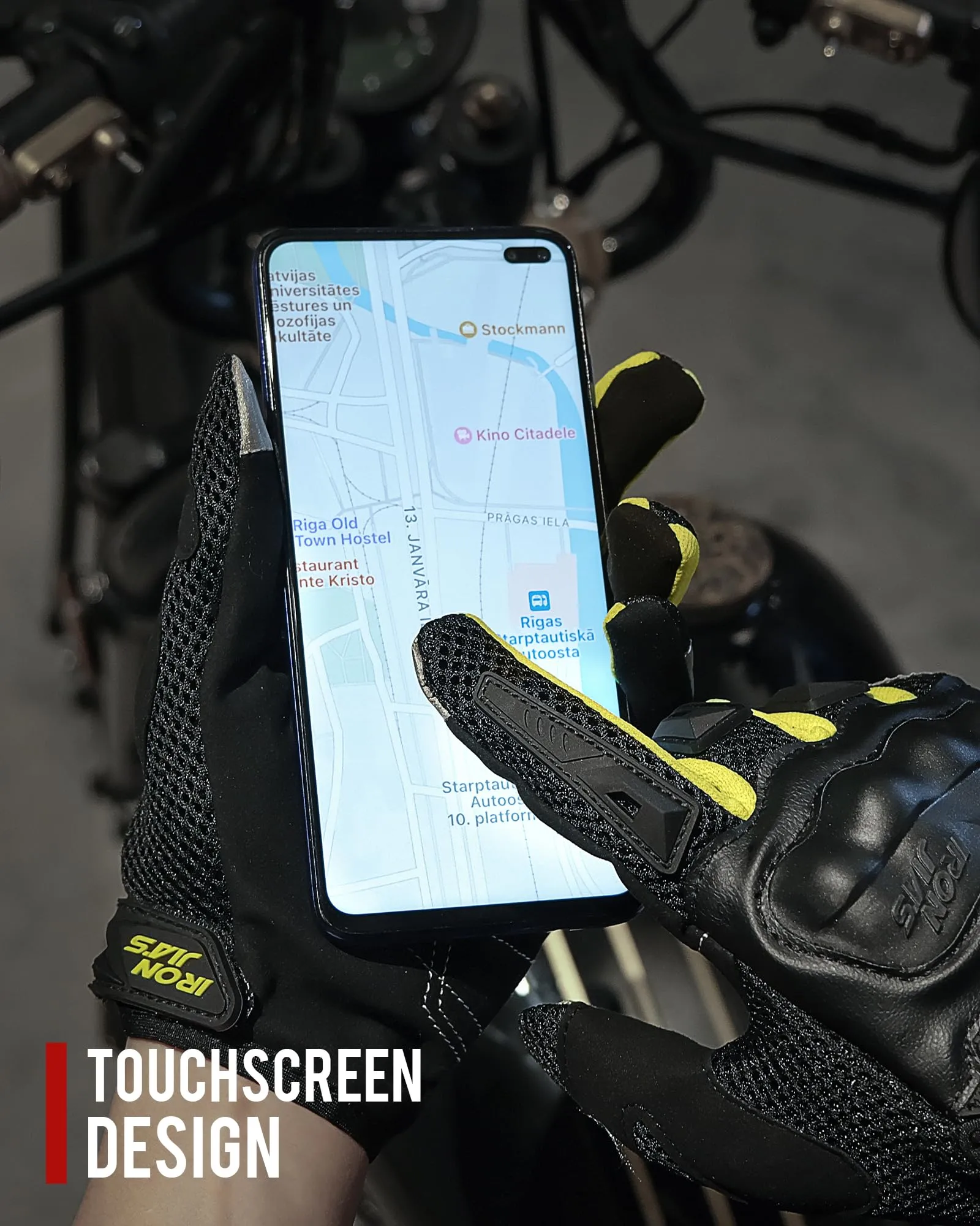 IRON JIA'S Guanti Moto Uomo Estivi Touch Screen Impermeabili Traspiranti con Protezione a Guscio Duro, Verde-XL - immagine 4