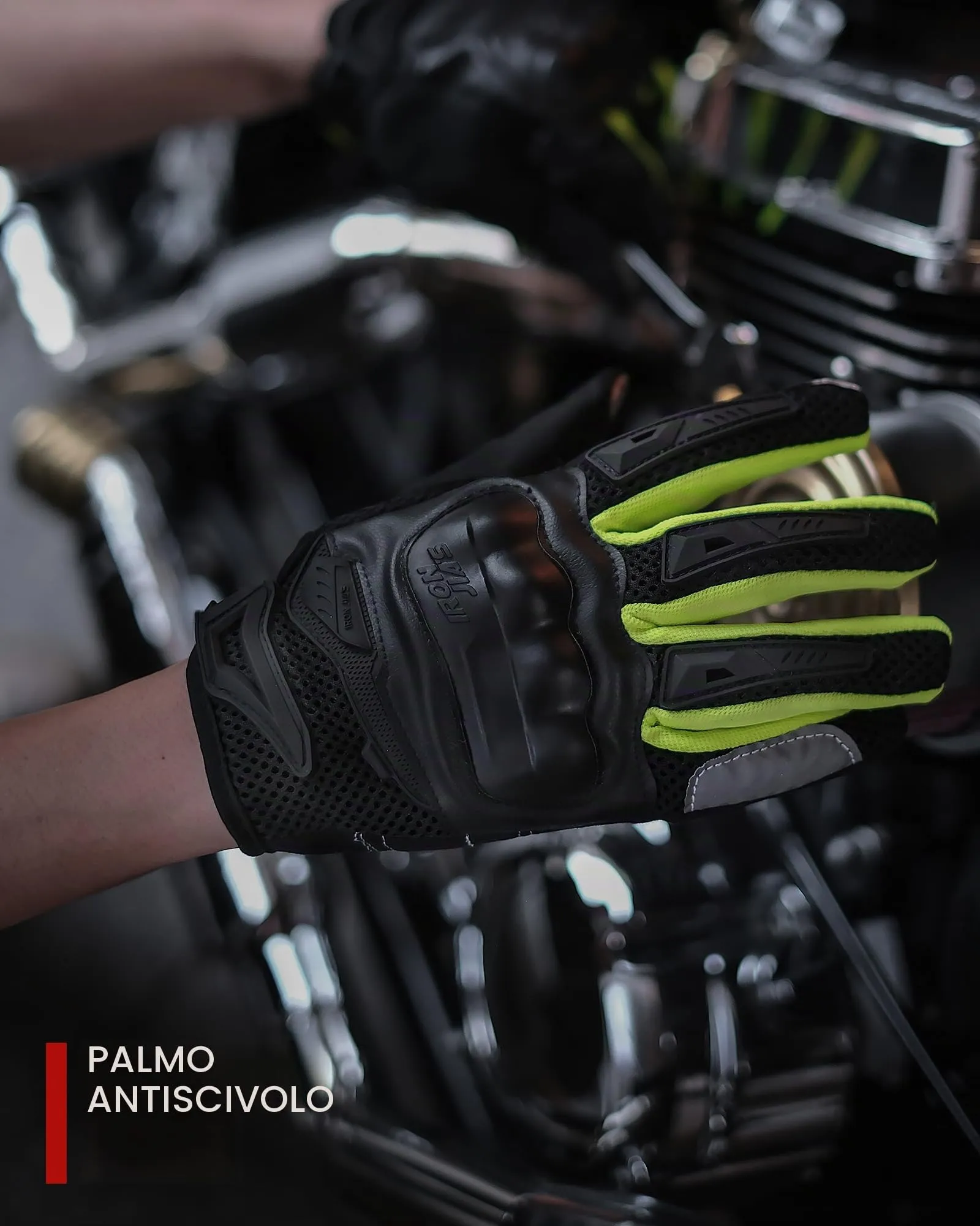 IRON JIA'S Guanti Moto Uomo Estivi Touch Screen Impermeabili Traspiranti con Protezione a Guscio Duro, Verde-XL - immagine 8