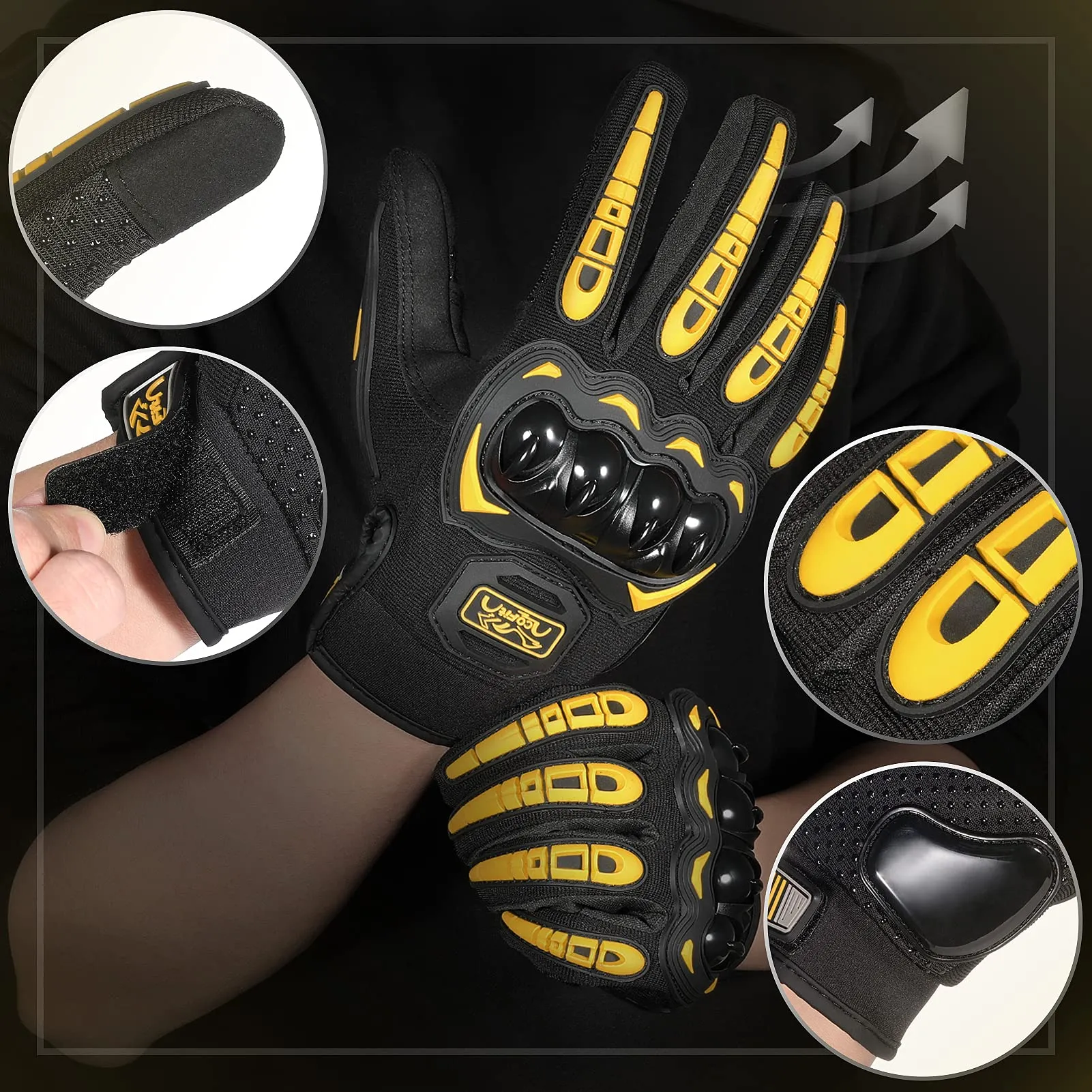 COFIT Guanti da Moto Touchscreen, Giallo XXL - immagine 2