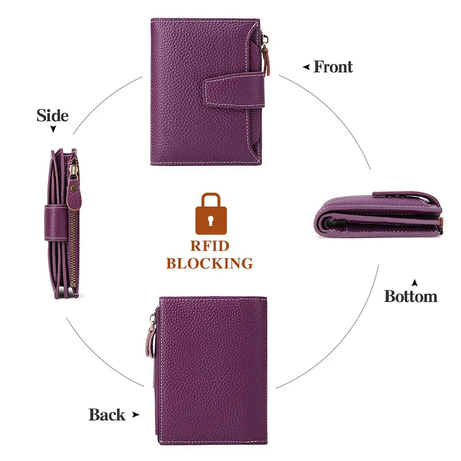 SENDEFN Portafoglio Donna in Pelle Vera con Blocco RFID, 14 Slot per Carte e Portamonete con Cerniera - immagine 7