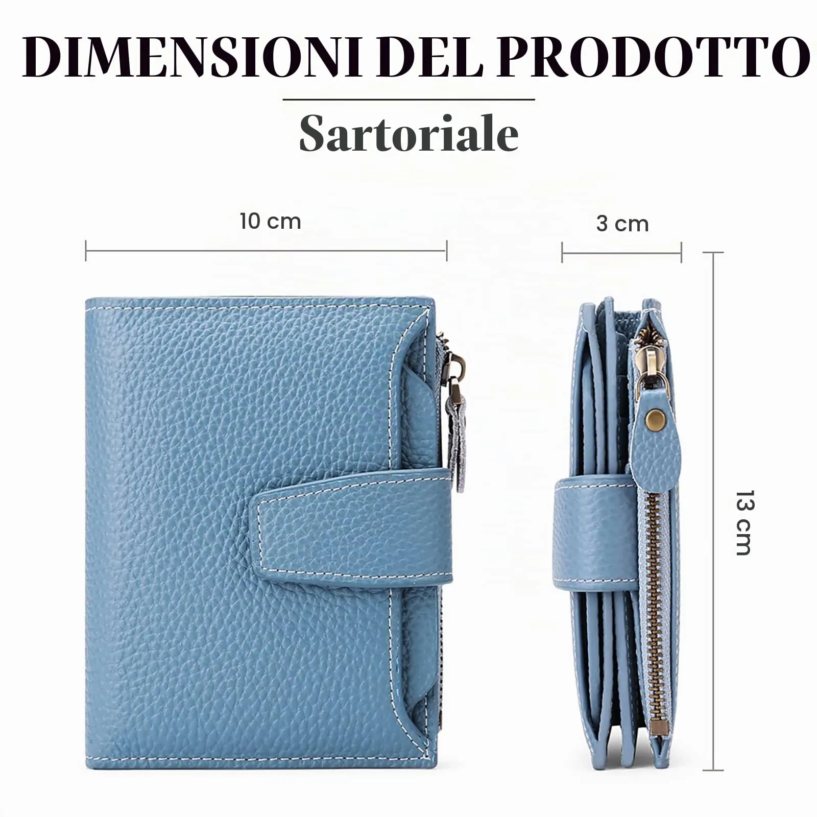 SENDEFN Portafoglio da donna in pelle con doppia cerniera e blocco RFID, S, Classico - immagine 6