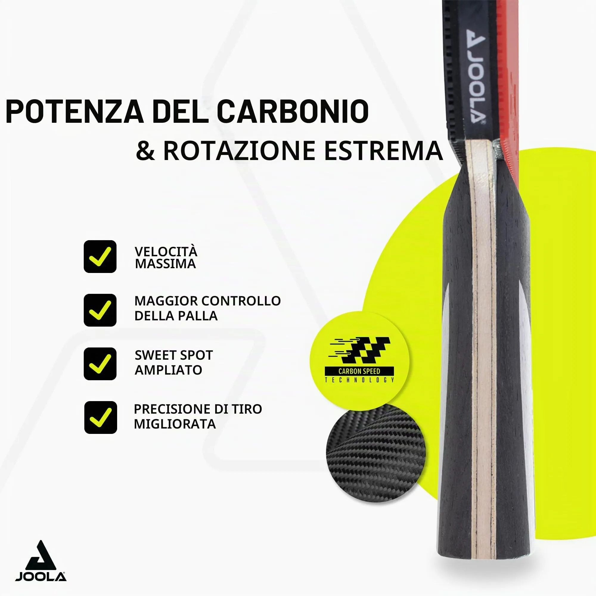JOOLA Carbon X Pro Racchetta da Ping Pong, Nero/Grigio, 7 Stelle - immagine 2