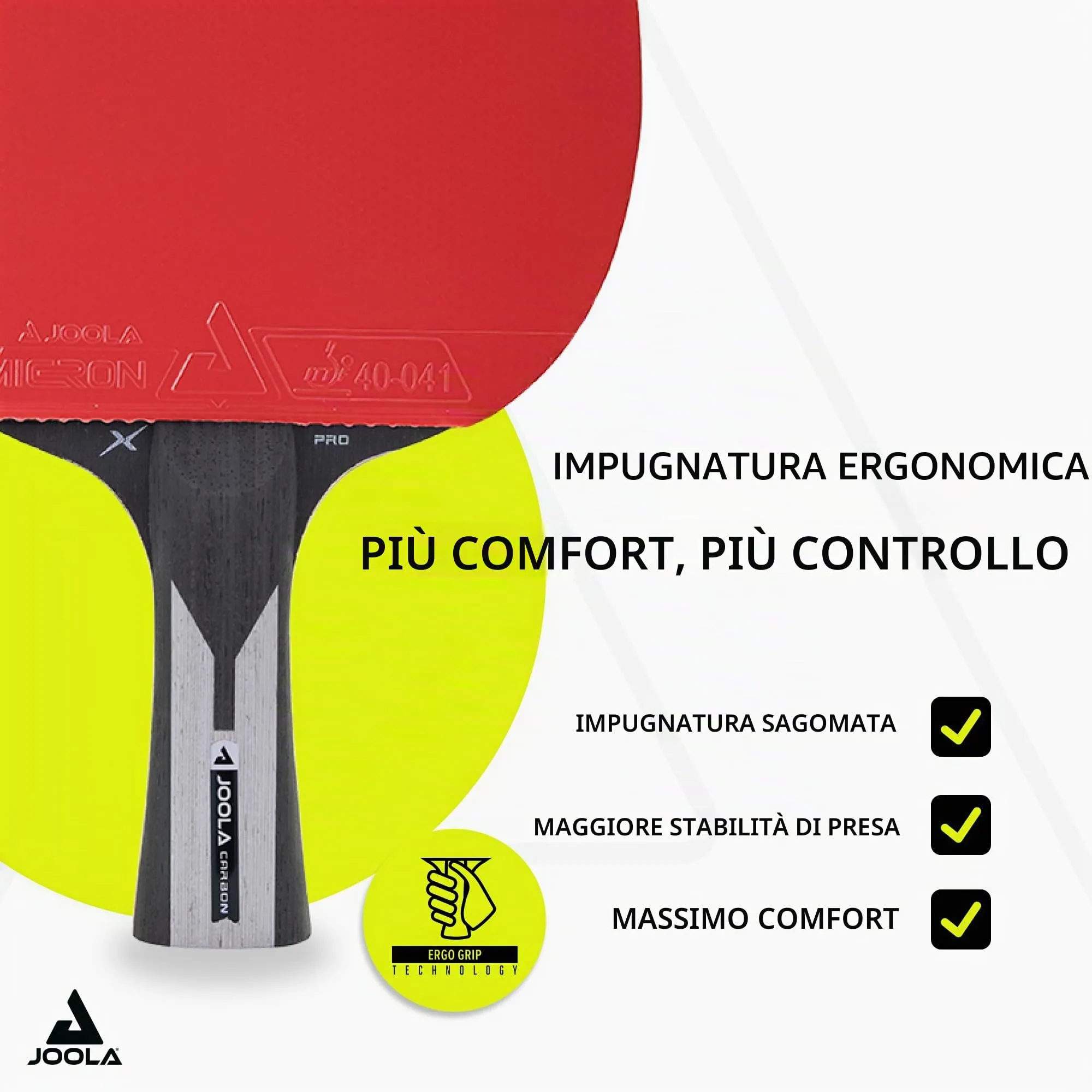 JOOLA Carbon X Pro Racchetta da Ping Pong, Nero/Grigio, 7 Stelle - immagine 4