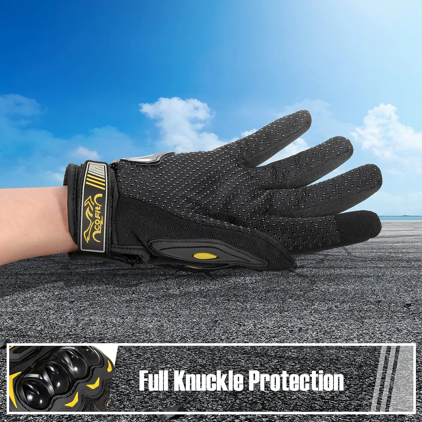 COFIT Guanti da Moto Touchscreen, Giallo, M - immagine 4