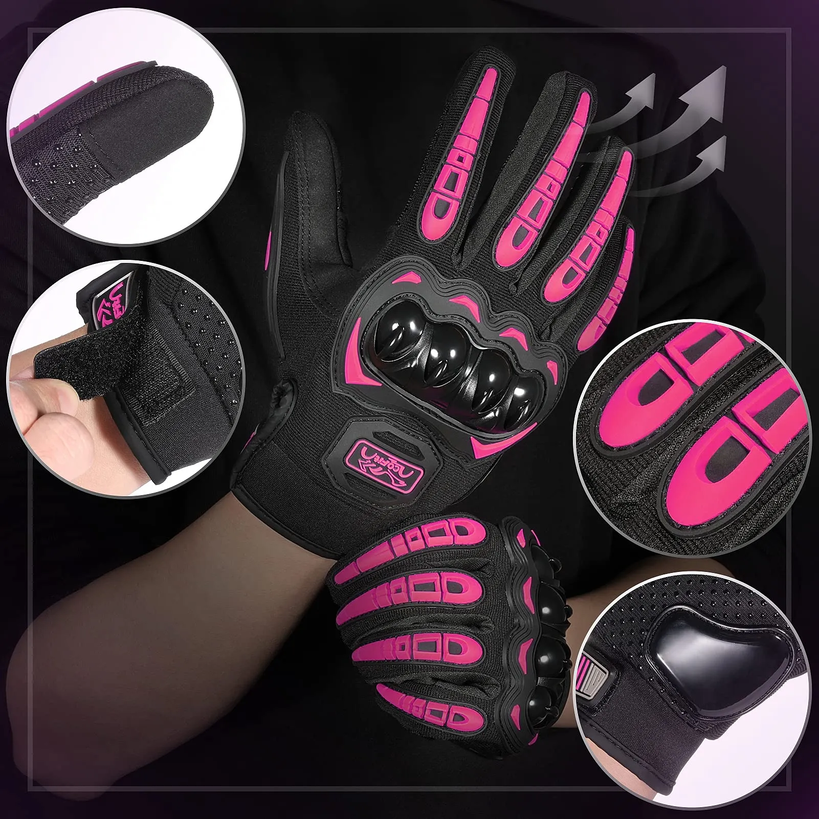 COFIT Guanti da Moto Touchscreen Rosa L - immagine 2