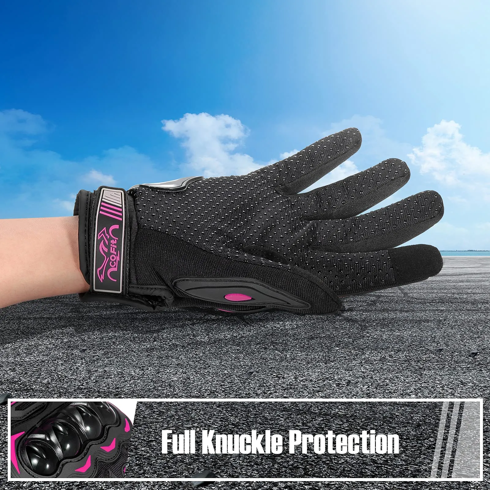 COFIT Guanti da Moto Touchscreen Rosa L - immagine 4