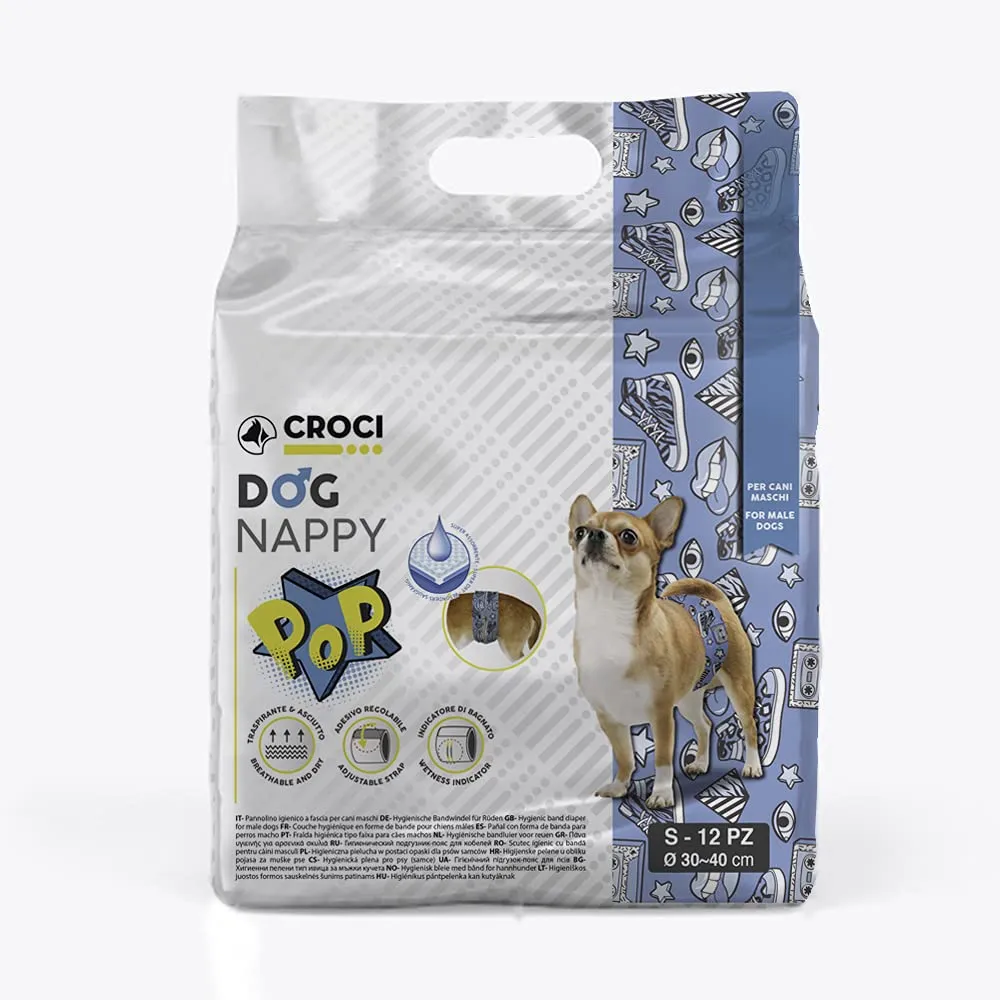 Croci Dog Nappy Pop Fascia Assorbente per cani maschi, Taglia S (30-40 cm), 12 pz - immagine 1