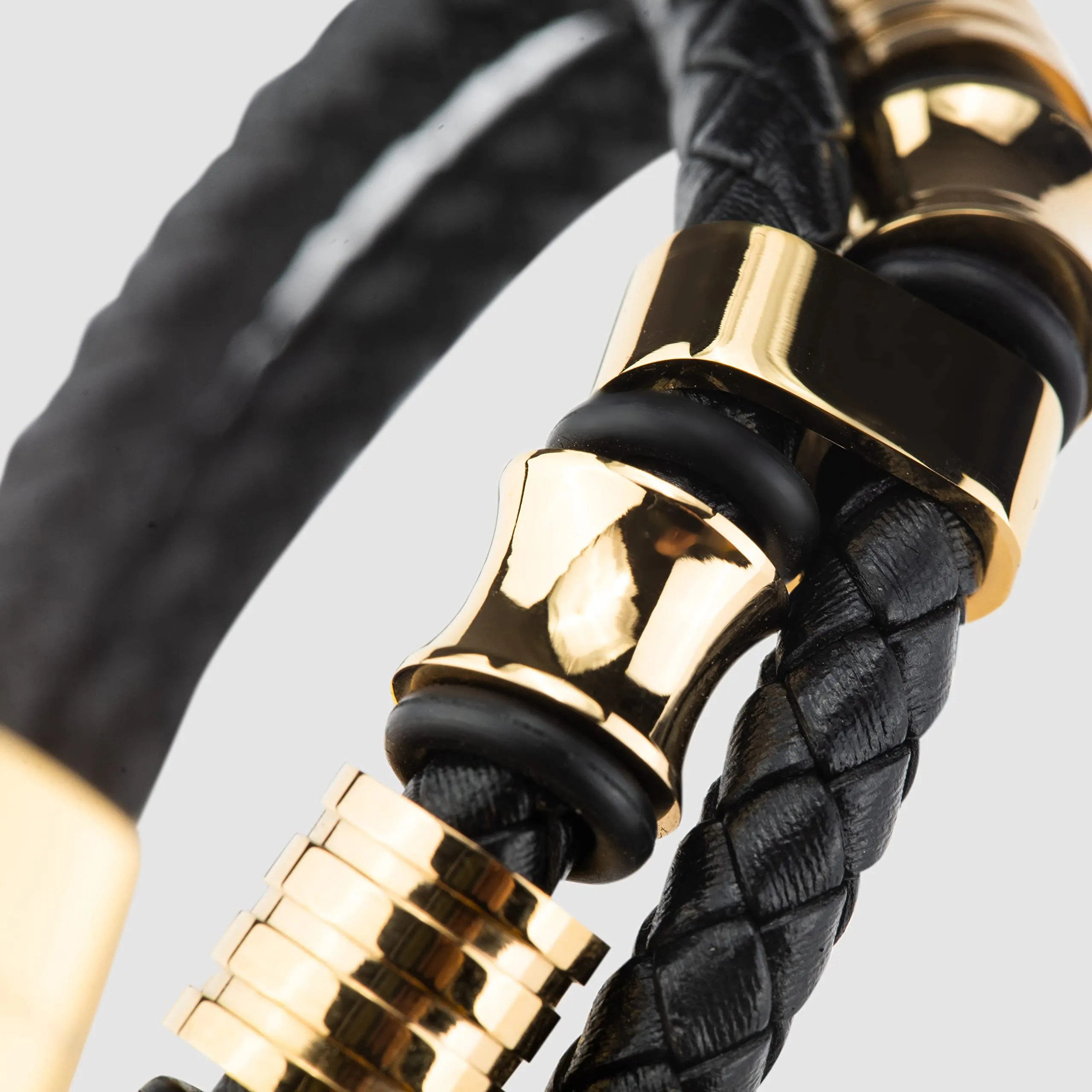 SERASAR Bracciale Uomo in Pelle Nera, 23cm - immagine 7