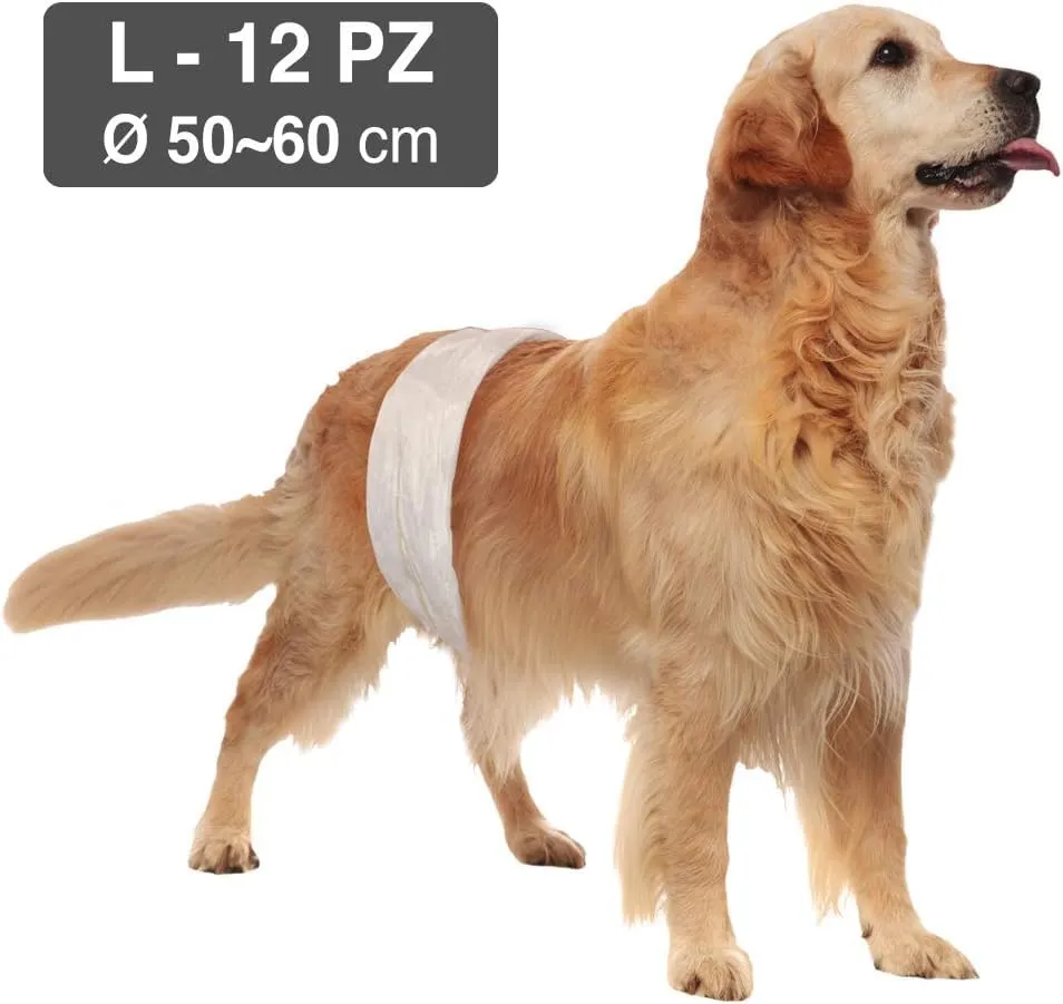 Croci Dog Nappy Fascia Assorbente per Cani Maschi, Taglia L (50-60 cm), 12 pz - immagine 6