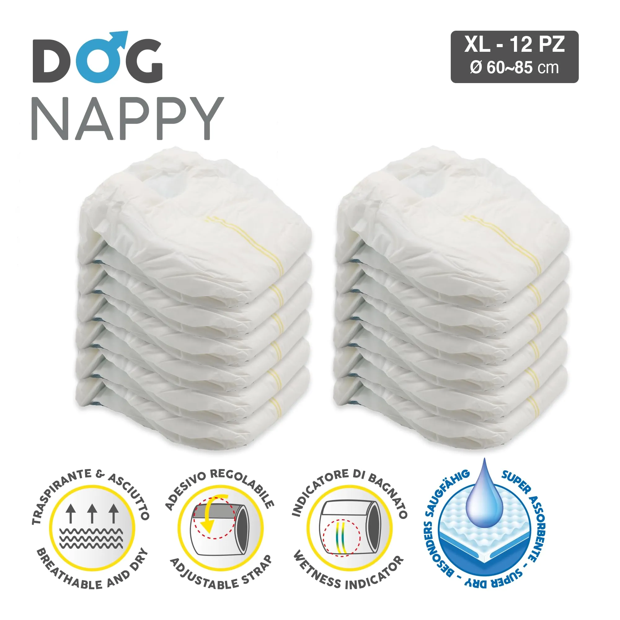 Croci Dog Nappy per cani maschi, Taglia XL (60-85 cm), 12 pz - immagine 2