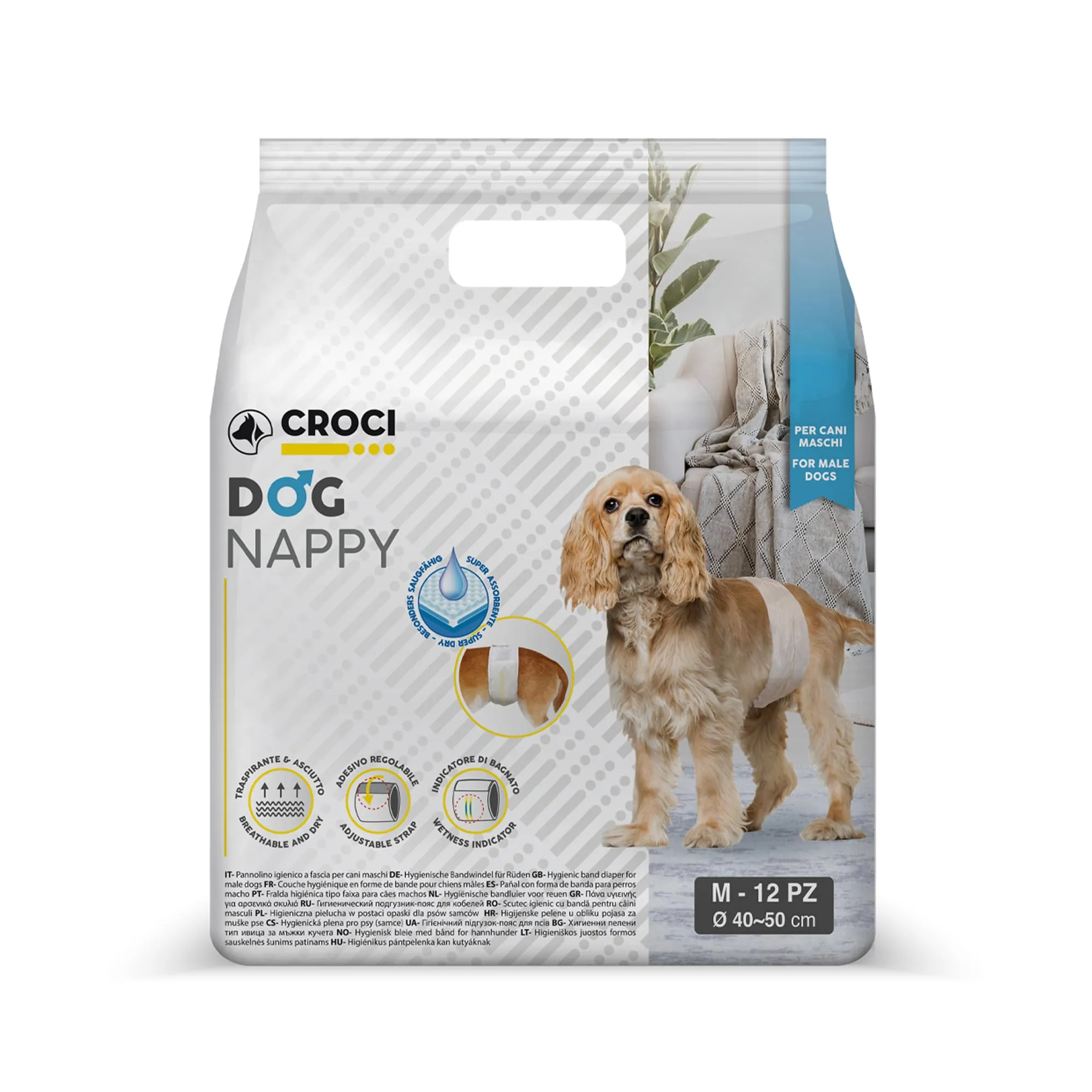 Croci Dog Nappy per cani maschi, Taglia M (40-50 cm), 12 pz - immagine 1