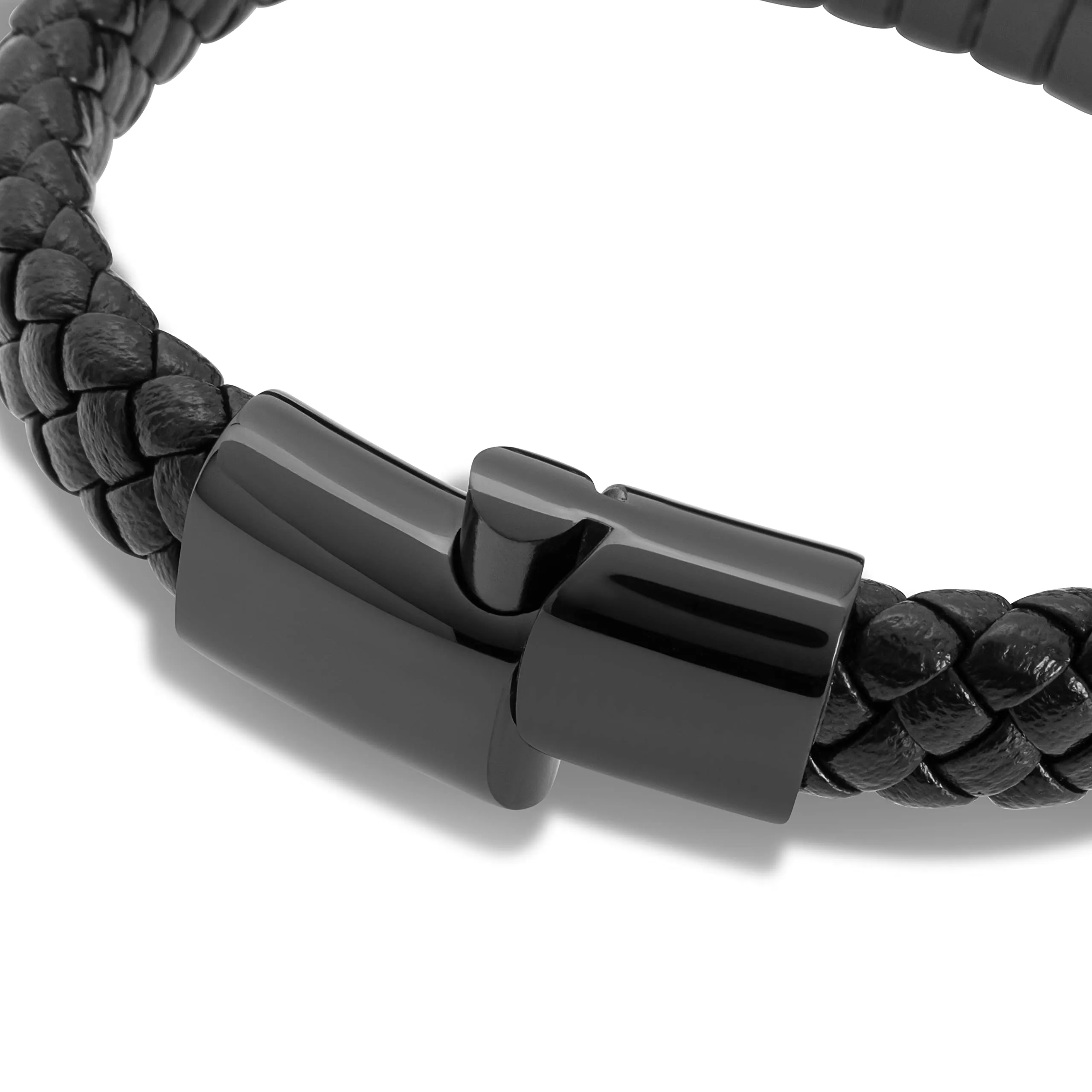 SERASAR Bracciale Uomo in Pelle Nera 17cm - immagine 9