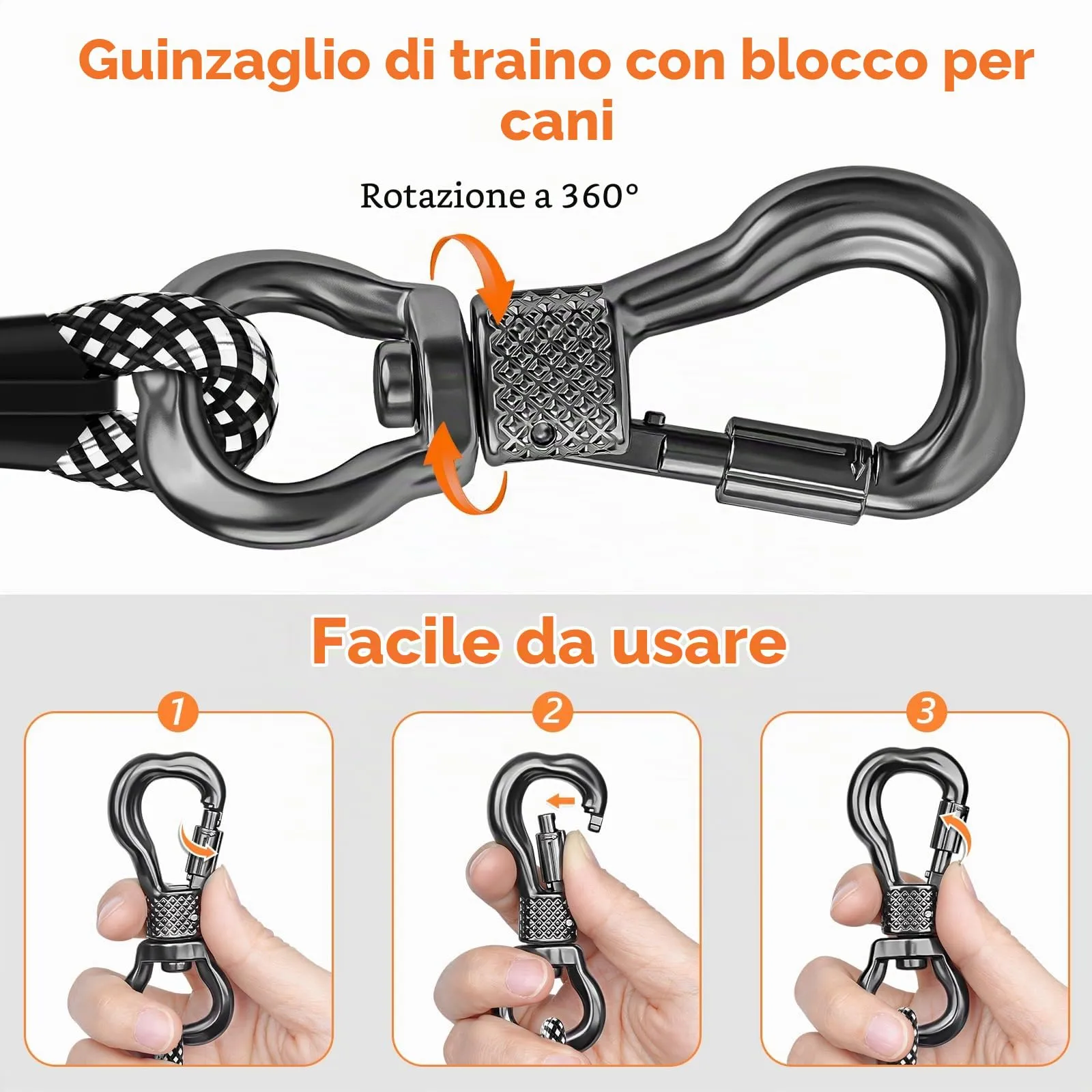 X XBEN Guinzaglio Addestramento per Cani in Nylon, 9M x 8mm, Nero - immagine 2