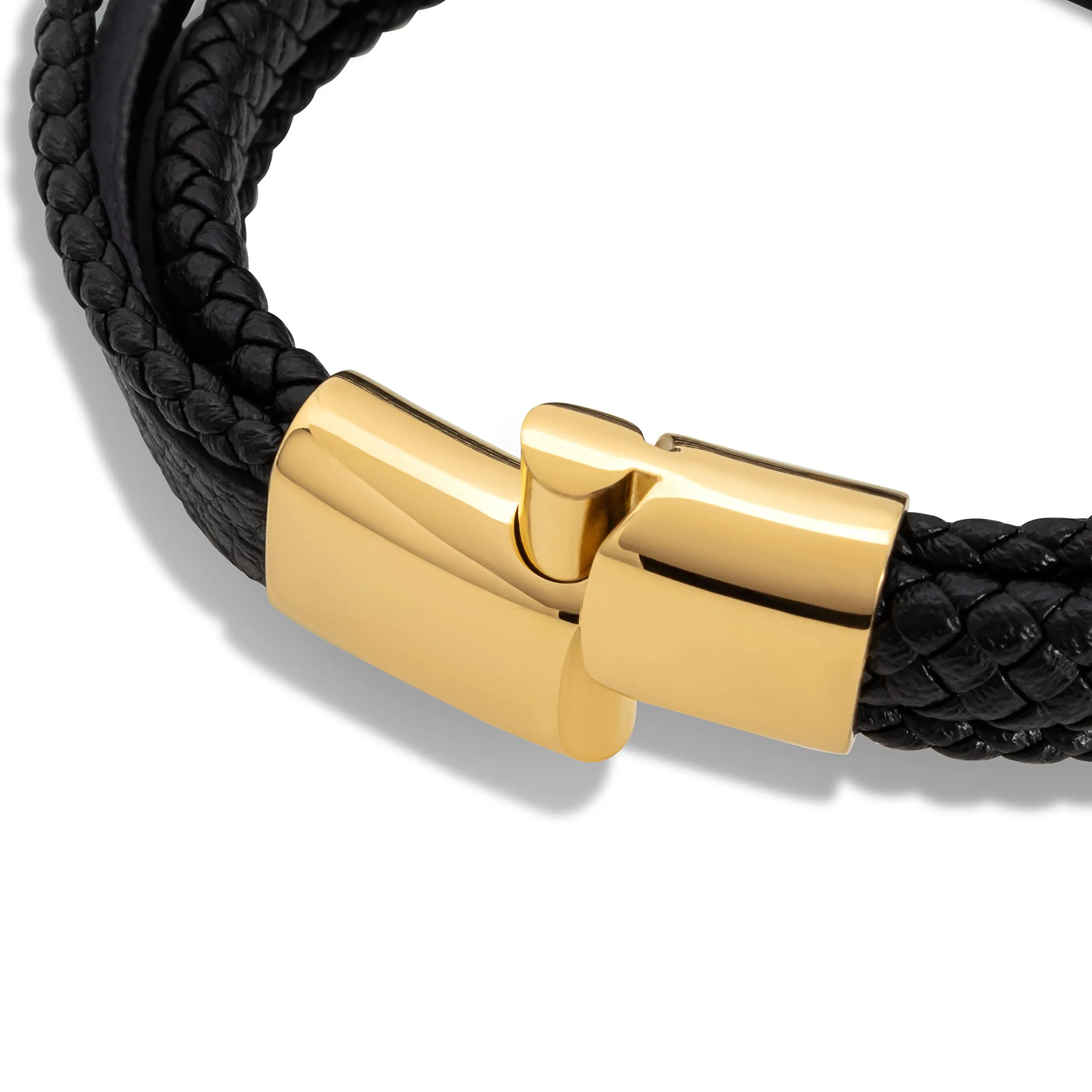 SERASAR Bracciale Uomo in Pelle Nera 23cm - immagine 9