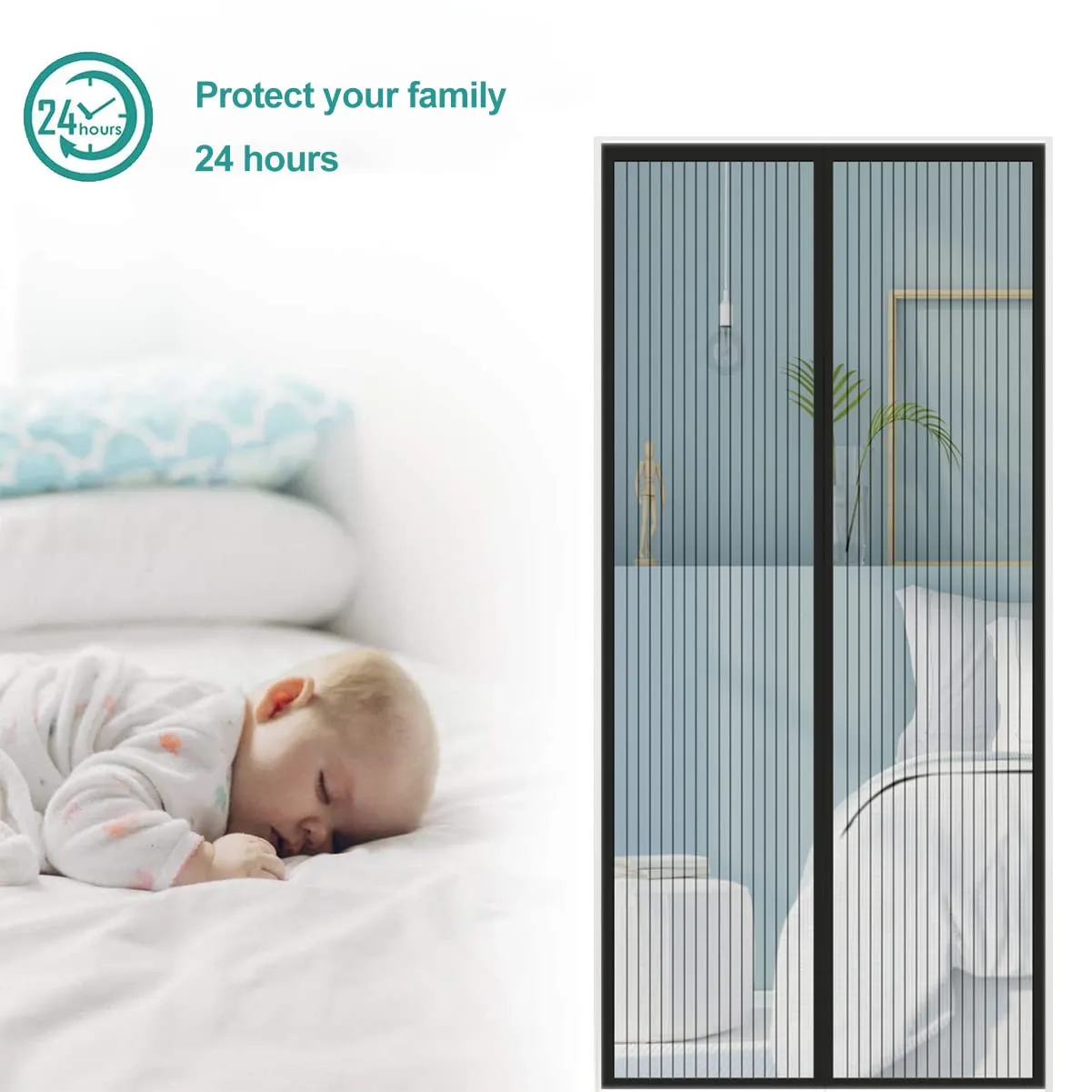 Meet Beauty Zanzariera Magnetica per Porte, 195x215 cm, Nero - immagine 3