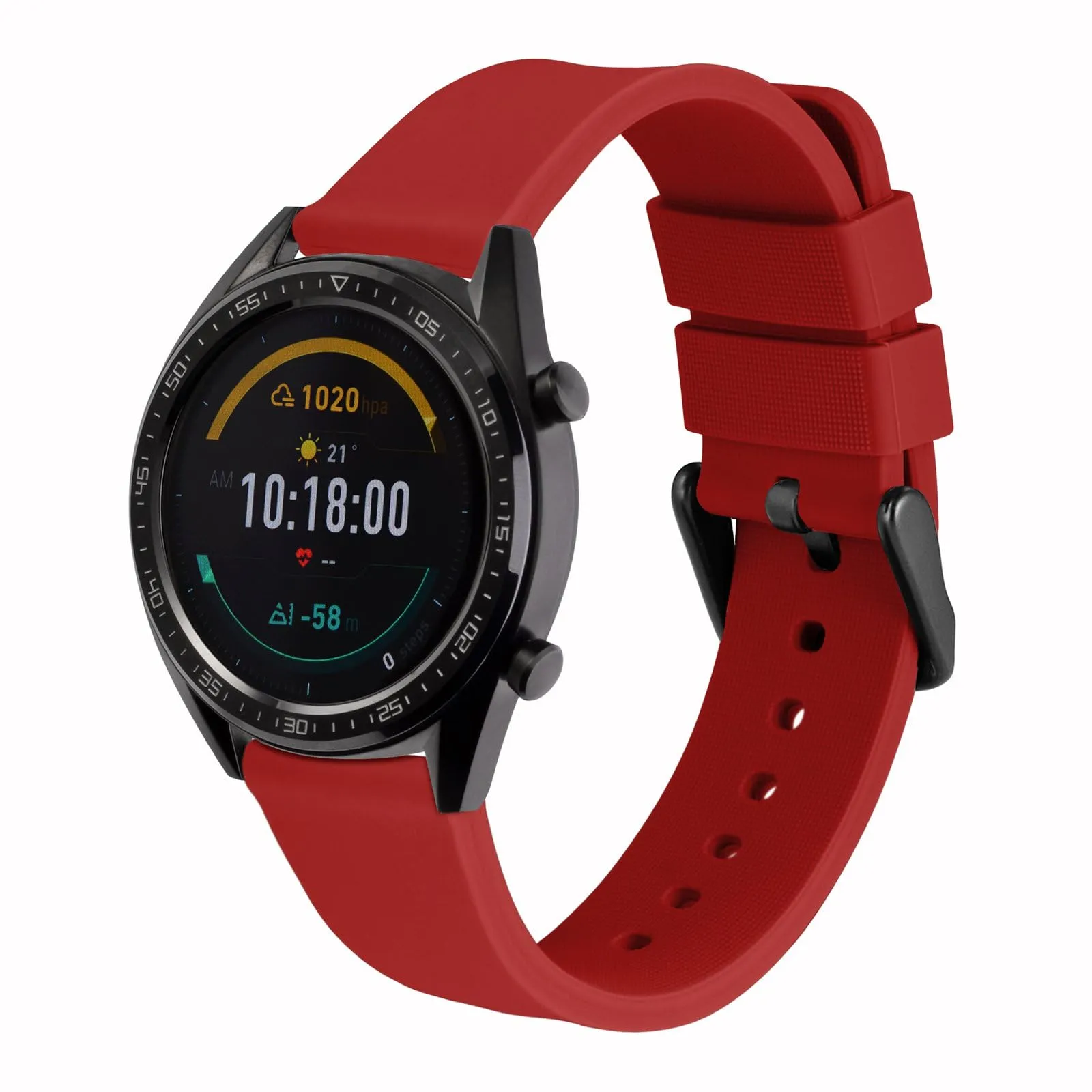 WOCCI Cinturino in Silicone 22mm con Fibbia Nera, Rosso - immagine 8