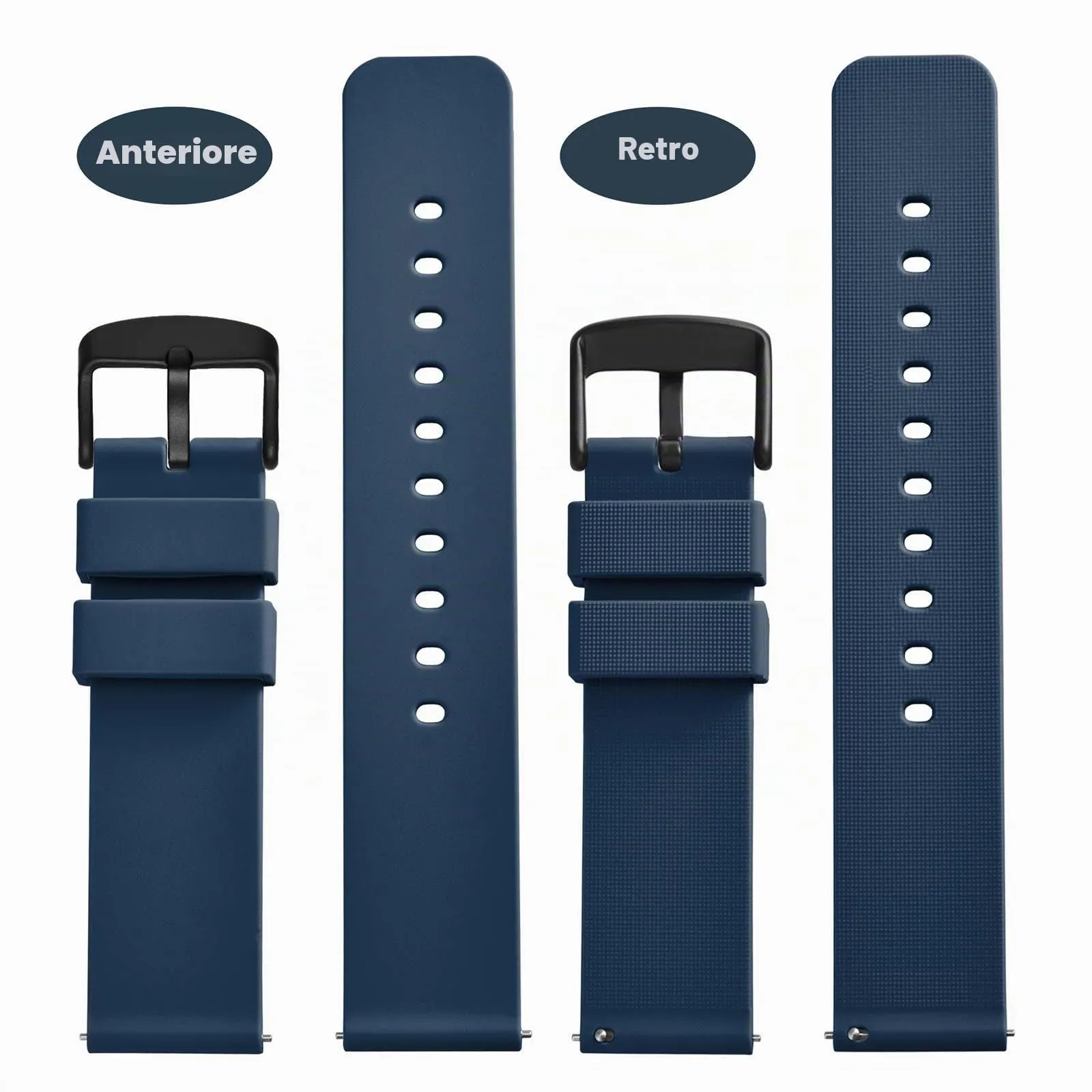 WOCCI Cinturino in Silicone 22mm con Fibbia Nera, Blu Navy - immagine 4