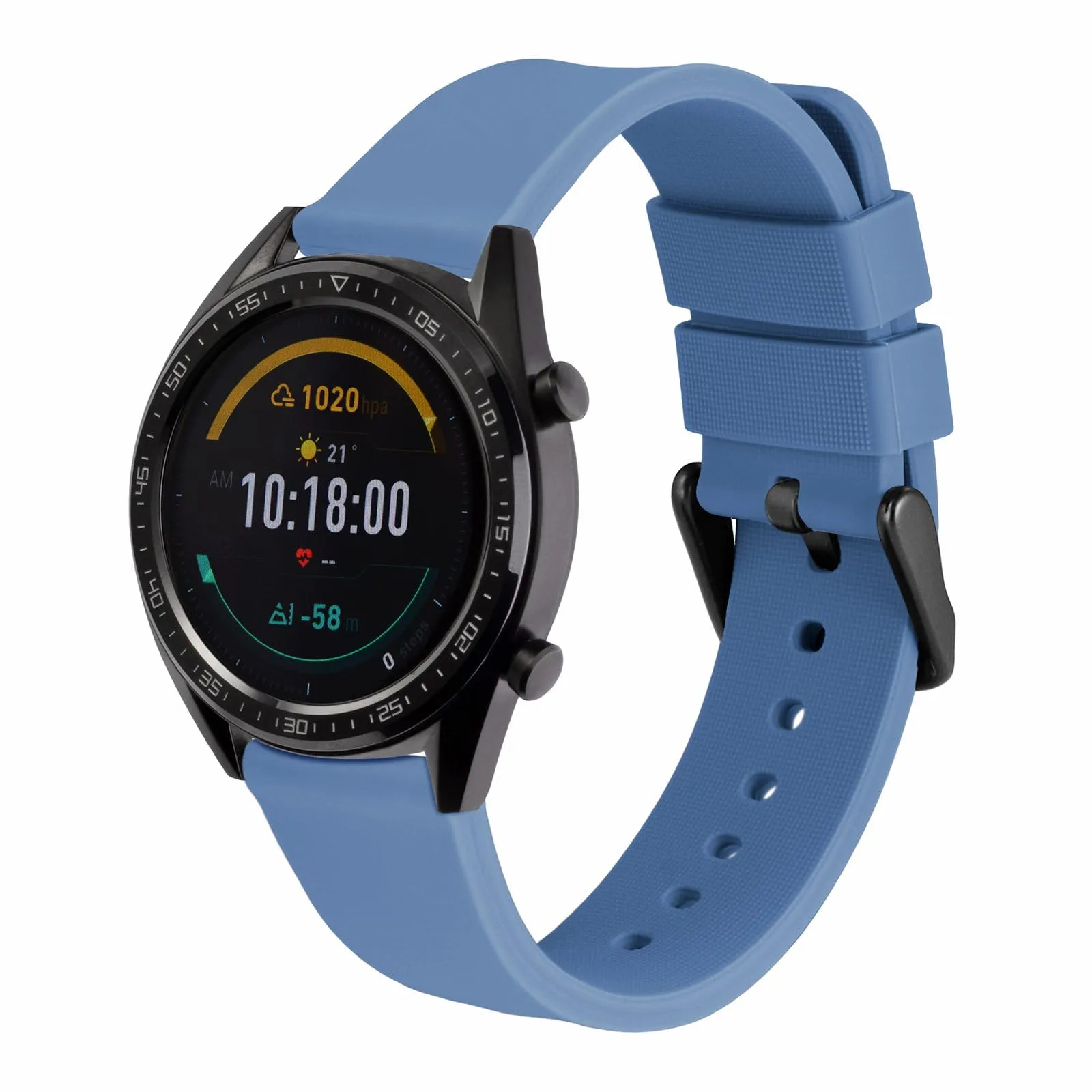 WOCCI Cinturino in Silicone 22mm con Fibbia Nera - Blu Acciaio - immagine 8
