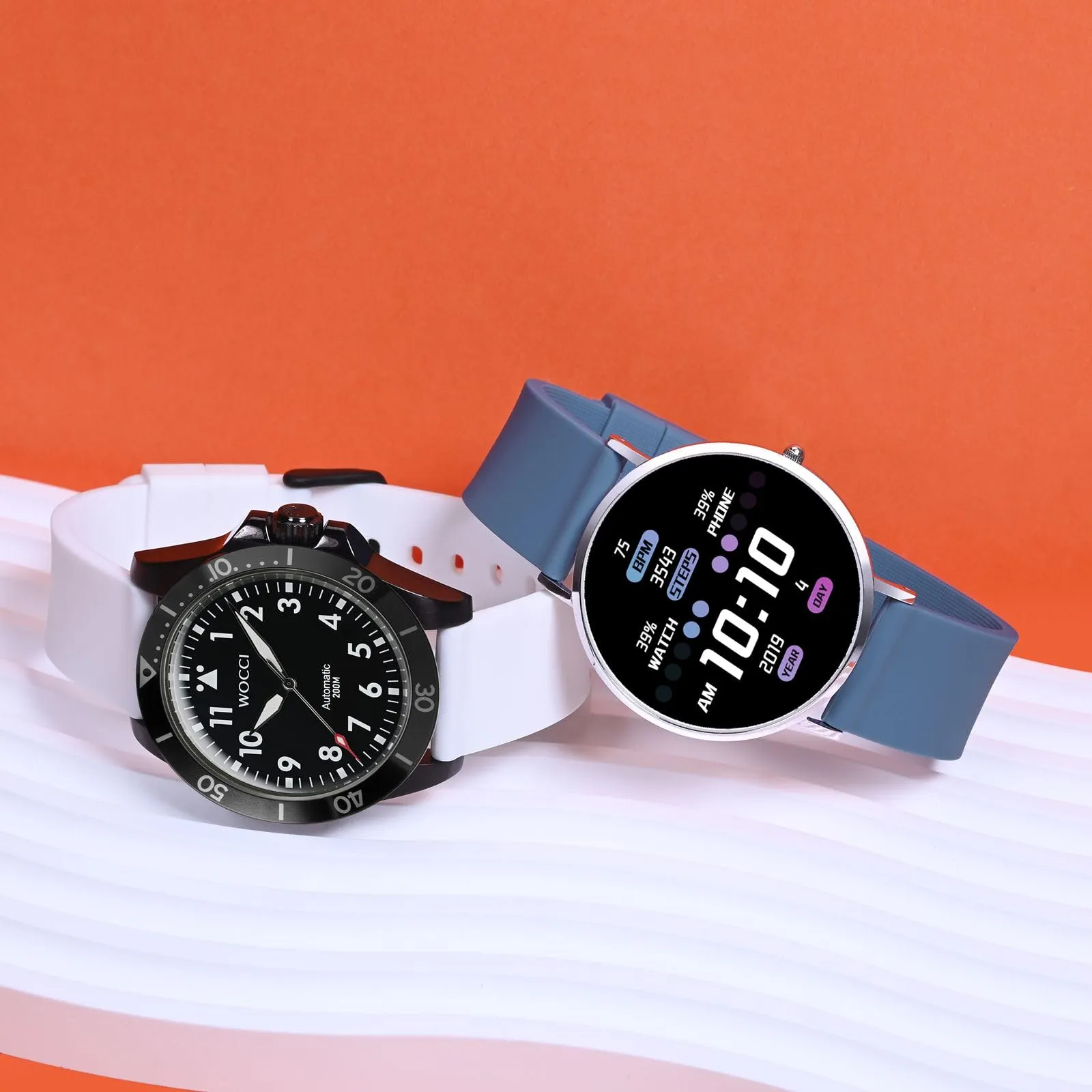 WOCCI Cinturino in Silicone 22mm con Fibbia Nera, Bianco - immagine 7