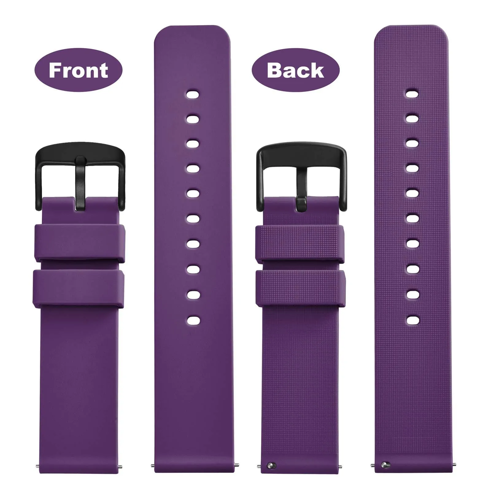 WOCCI Cinturino in Silicone 14mm con Fibbia Nera - Viola - immagine 4