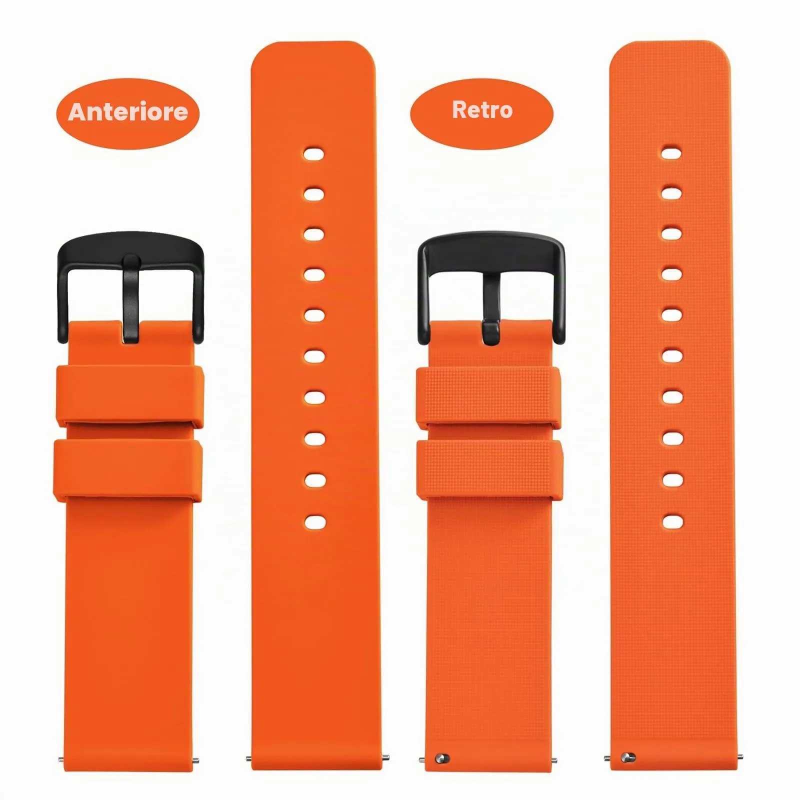 WOCCI Cinturino in Silicone 14mm con Fibbia Nera (Arancio) - immagine 4