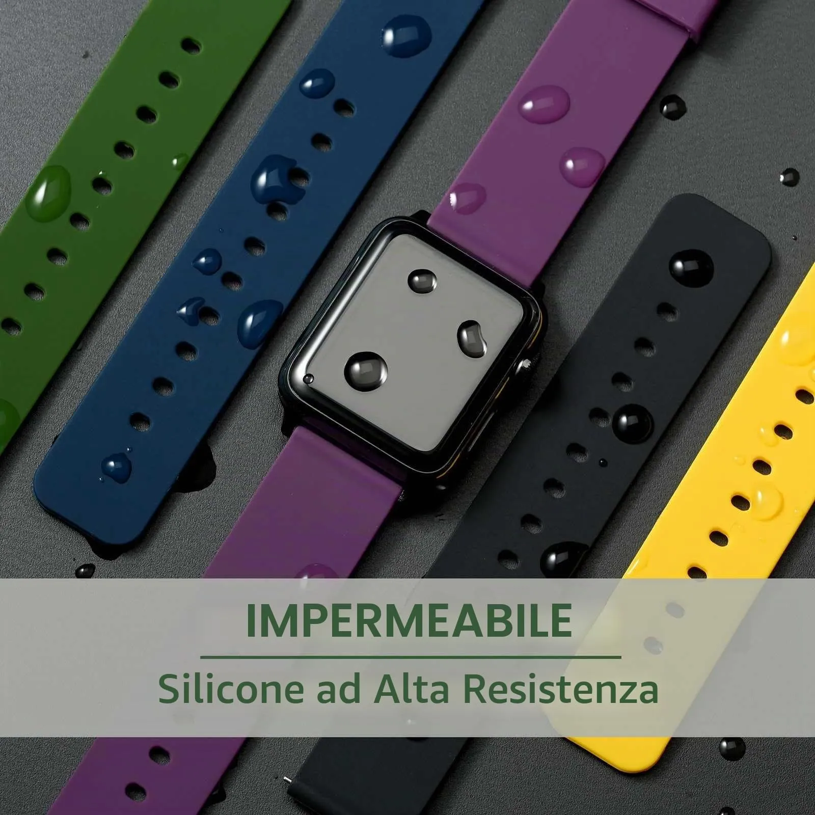 WOCCI Cinturino in Silicone 24mm con Fibbia Nera - Nero - immagine 6