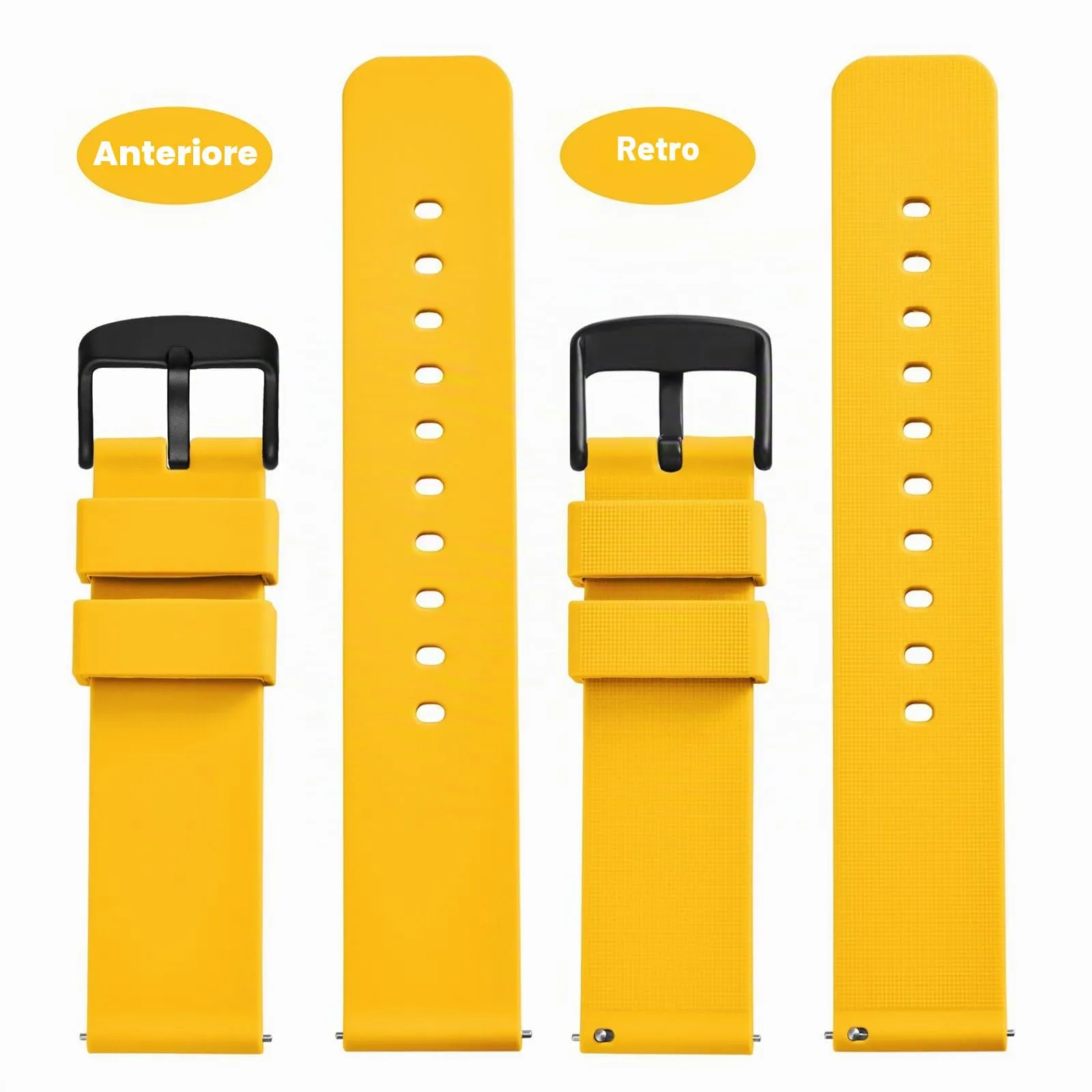 WOCCI Cinturino in Silicone 22mm con Fibbia Nera (Giallo) - immagine 4