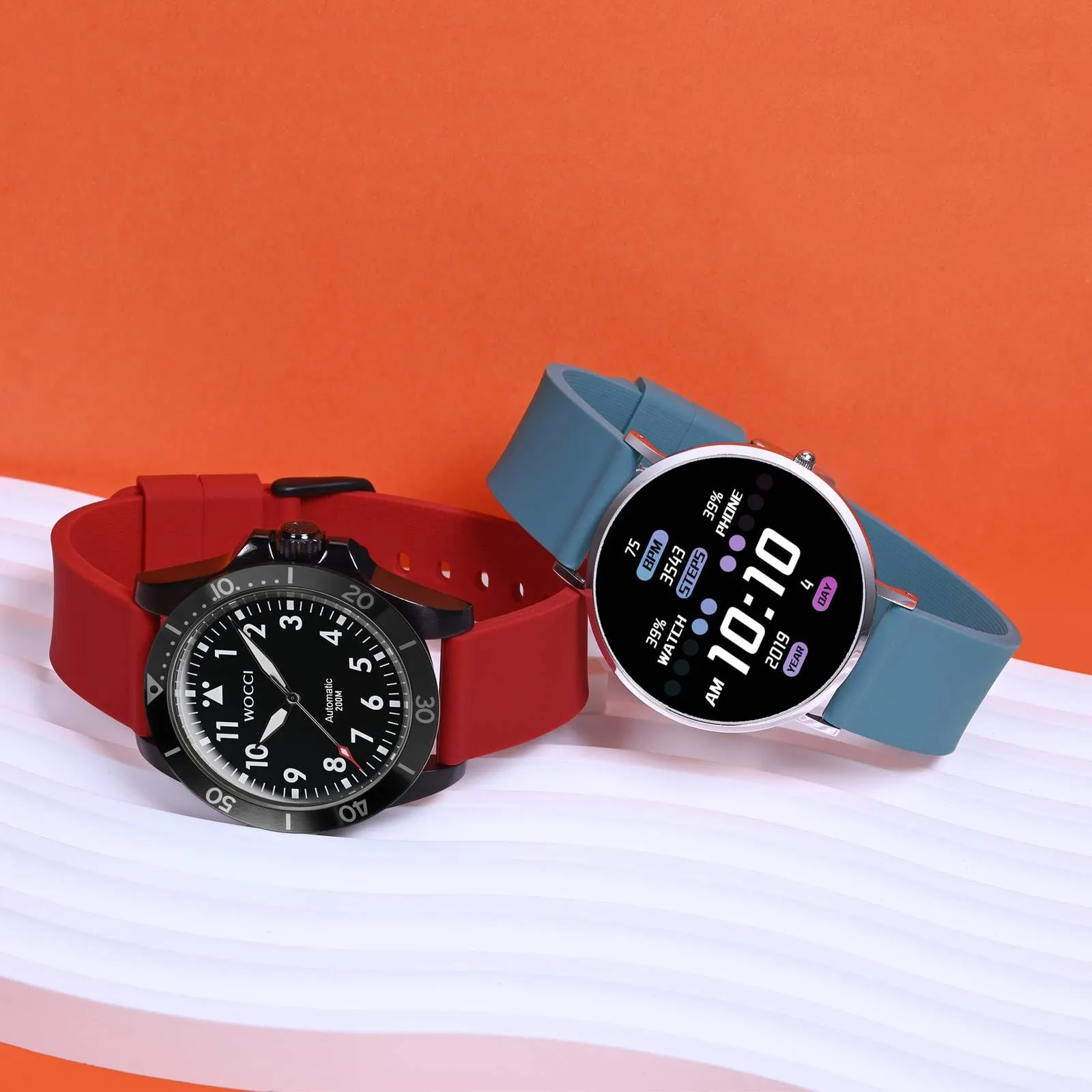 WOCCI Cinturino in Silicone 24mm con Fibbia Nera (Rosso) - immagine 7