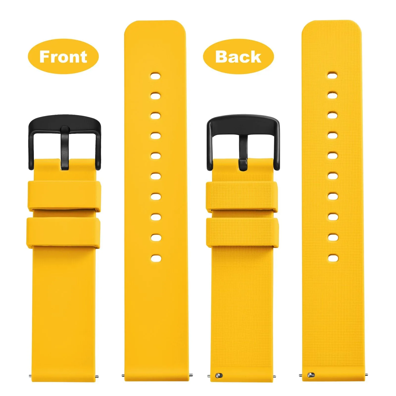 WOCCI Cinturino in Silicone 14mm con Fibbia Nera, Giallo - immagine 4
