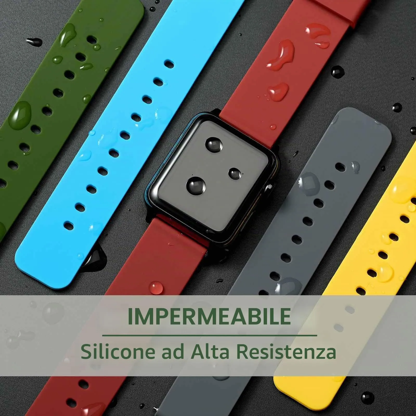 WOCCI Cinturino in Silicone 22mm con Fibbia Nera (Verde Militare) - immagine 6